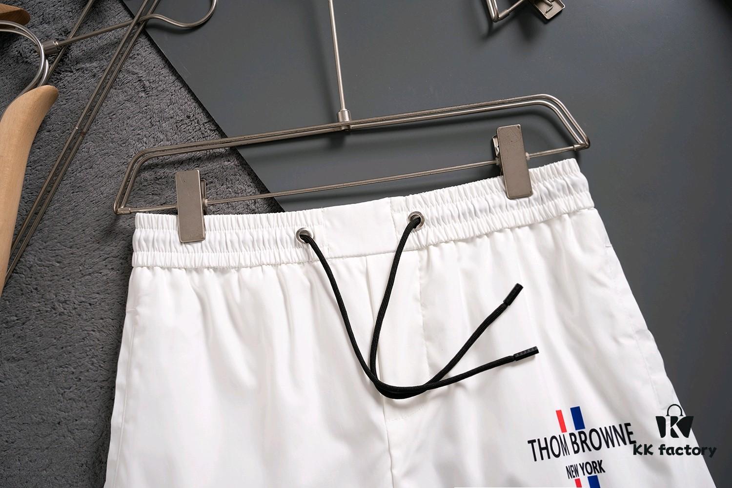 THOM BROWNE 2025 Spring and Summer New Arrival High-Quality Casual Quick-Dry Woven Beach Pants, 3D Digital Print, Premium Reproduction with Latest Embossed Logo Design, Ideal for Urban Fashion, Travel, and Leisure