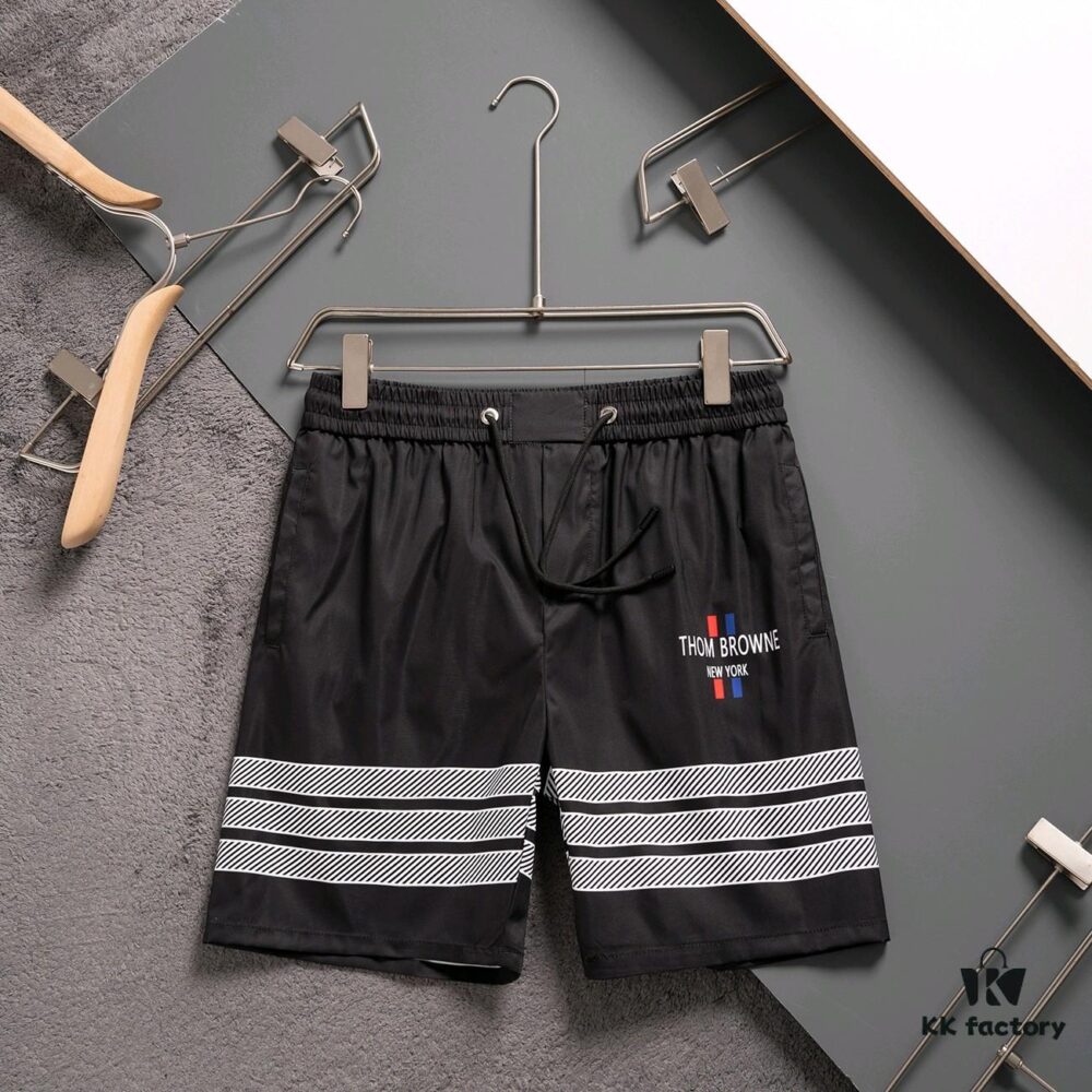 THOM BROWNE 2025 Spring and Summer New Arrival High-Quality Casual Quick-Dry Woven Pants, 3D Digital Printed Beach Shorts