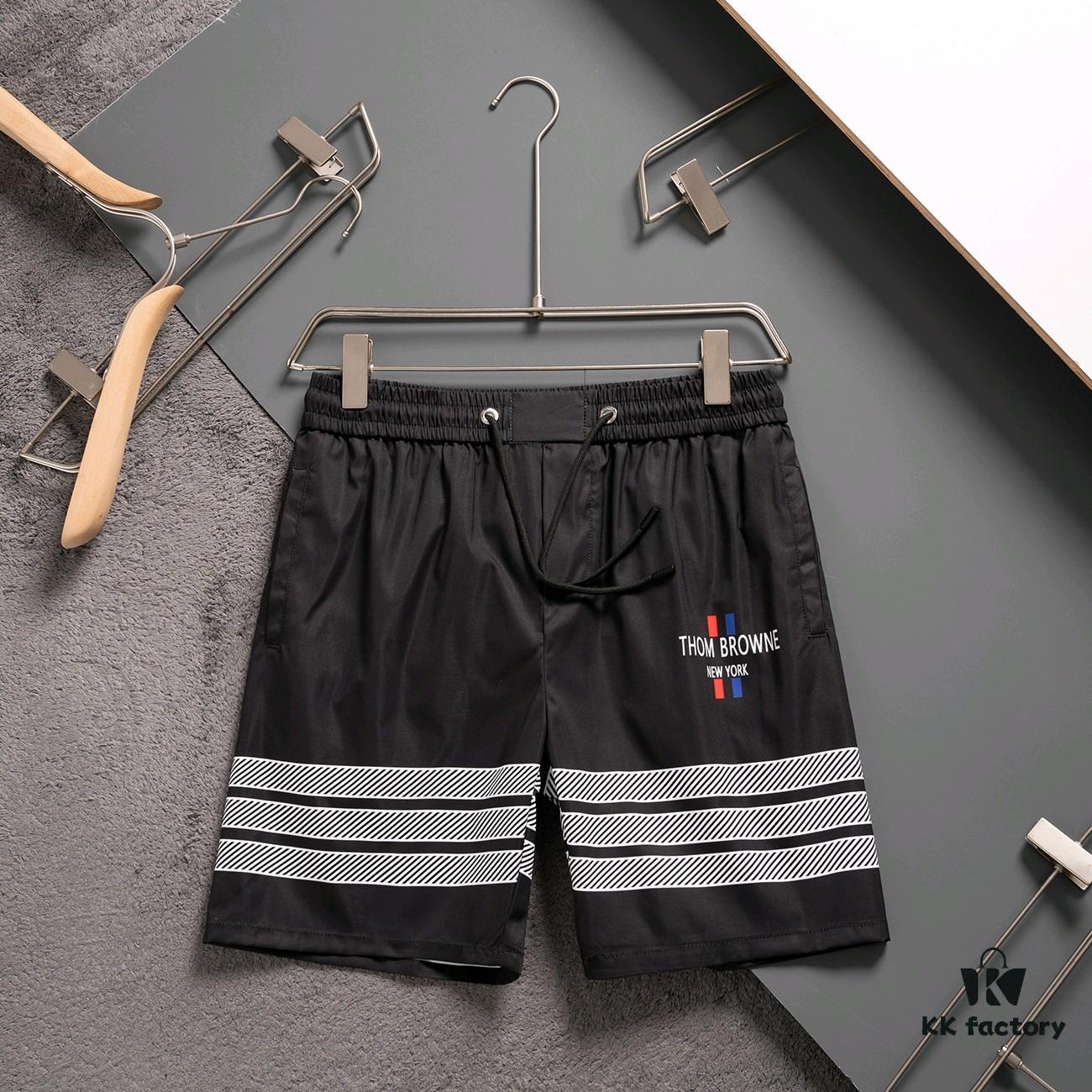 THOM BROWNE 2025 Spring and Summer New Arrival High-Quality Casual Quick-Dry Woven Pants, 3D Digital Printed Beach Shorts