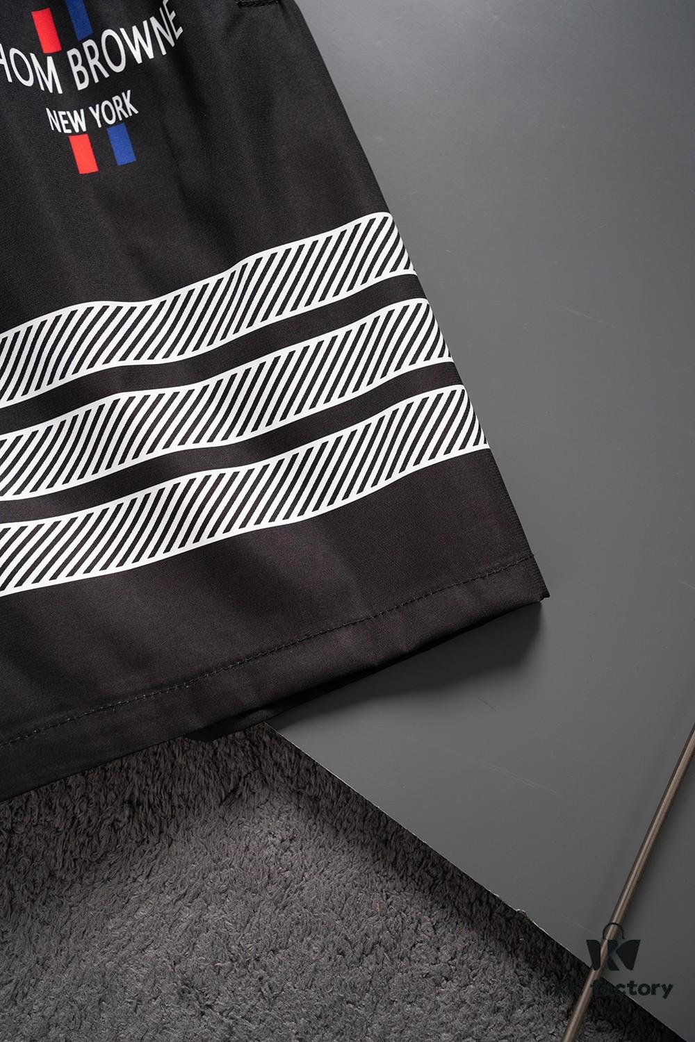 THOM BROWNE 2025 Spring and Summer New Arrival High-Quality Casual Quick-Dry Woven Pants, 3D Digital Printed Beach Shorts