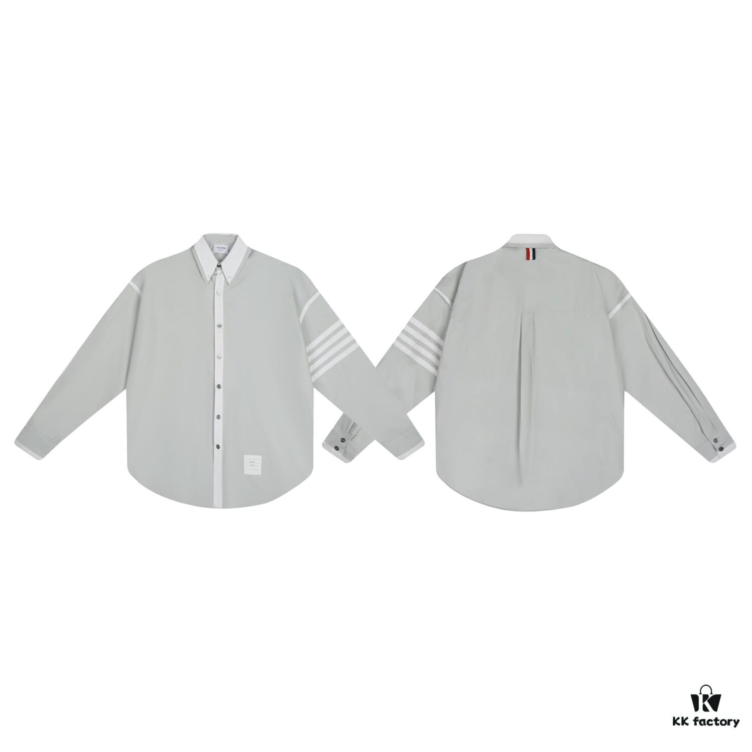 Designer TB25 Spring Summer New Arrival Shirt, 50s Poplin Cotton, Two-Tone Collar with Double Layer Design, Custom 12 Pairs Shell Buttons, Unisex Sizing S M L XL