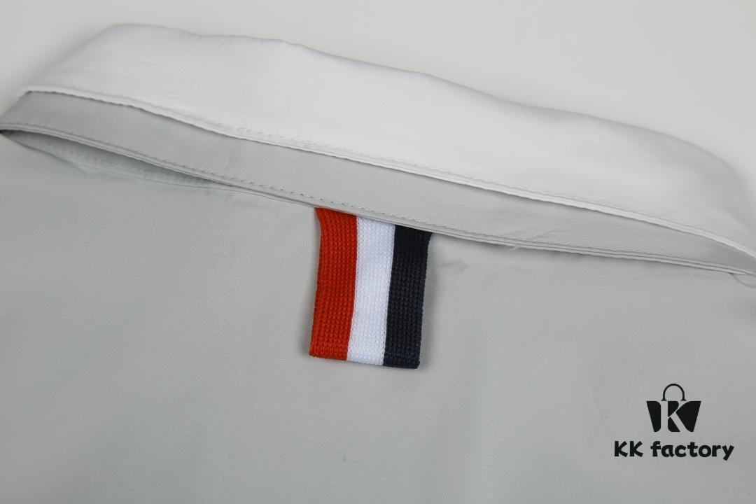 Designer TB25 Spring Summer New Arrival Shirt, 50s Poplin Cotton, Two-Tone Collar with Double Layer Design, Custom 12 Pairs Shell Buttons, Unisex Sizing S M L XL