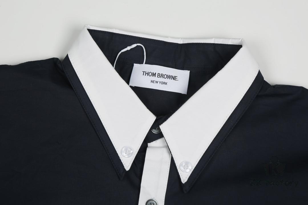 Designer TB25 Spring Summer New Arrivals Shirt, 50s Poplin Cotton Wear, Double Layer Contrast Collar, 12 Pairs Custom Shell Buttons, Sizes S M L XL Unisex