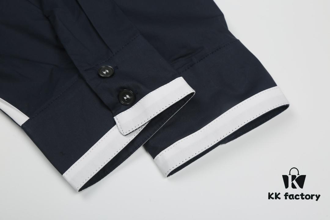 Designer TB25 Spring Summer New Arrivals Shirt, 50s Poplin Cotton Wear, Double Layer Contrast Collar, 12 Pairs Custom Shell Buttons, Sizes S M L XL Unisex