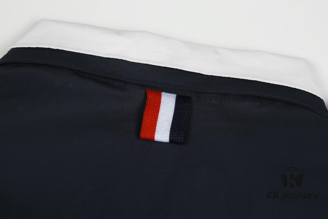 Designer TB25 Spring Summer New Arrivals Shirt, 50s Poplin Cotton Wear, Double Layer Contrast Collar, 12 Pairs Custom Shell Buttons, Sizes S M L XL Unisex