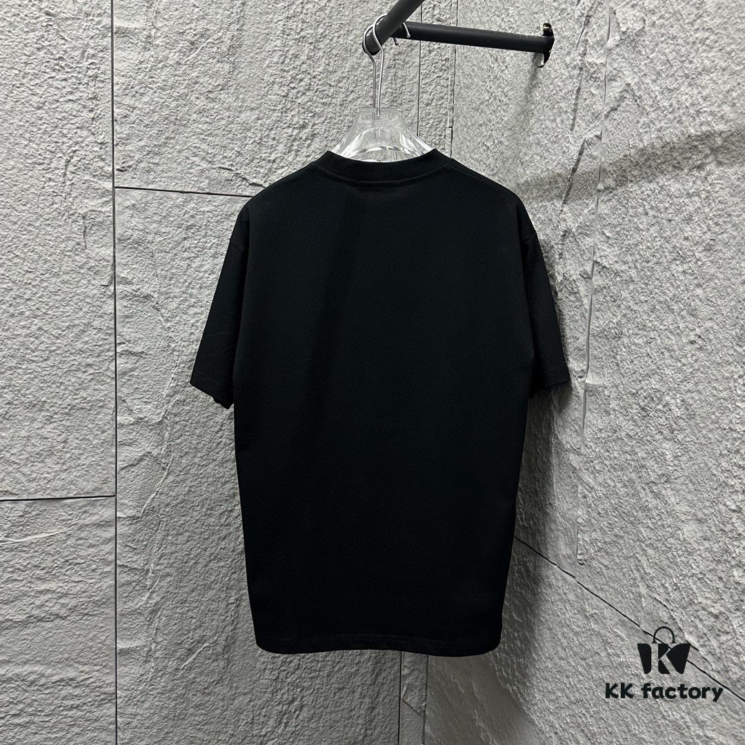 TB*Tommy* 2025 Spring and Summer New Arrival Classic Red, White, and Blue Three-Stripe Scarf with Dog Embroidery Short Sleeve T-Shirt Unisex Custom Dual-Yarn Plain-Woven 100% Cotton 300 Fabric