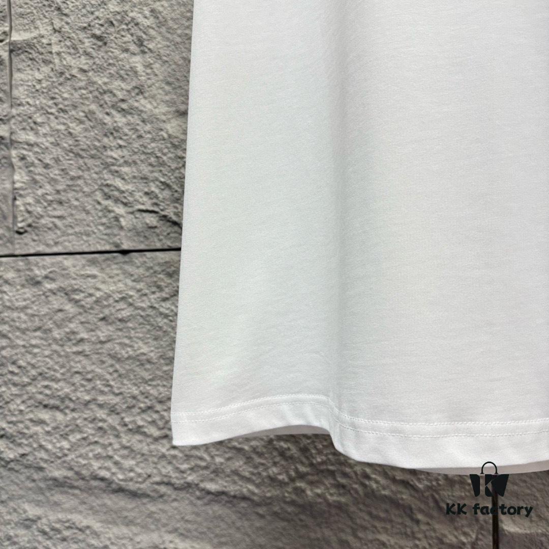 TB*Tommy* 2025 Spring and Summer New Arrival Classic Scarf Dog Embroidery Short Sleeve T-Shirt Custom Double Gauze Plain Weave Pure Cotton 300 Fabric Unisex