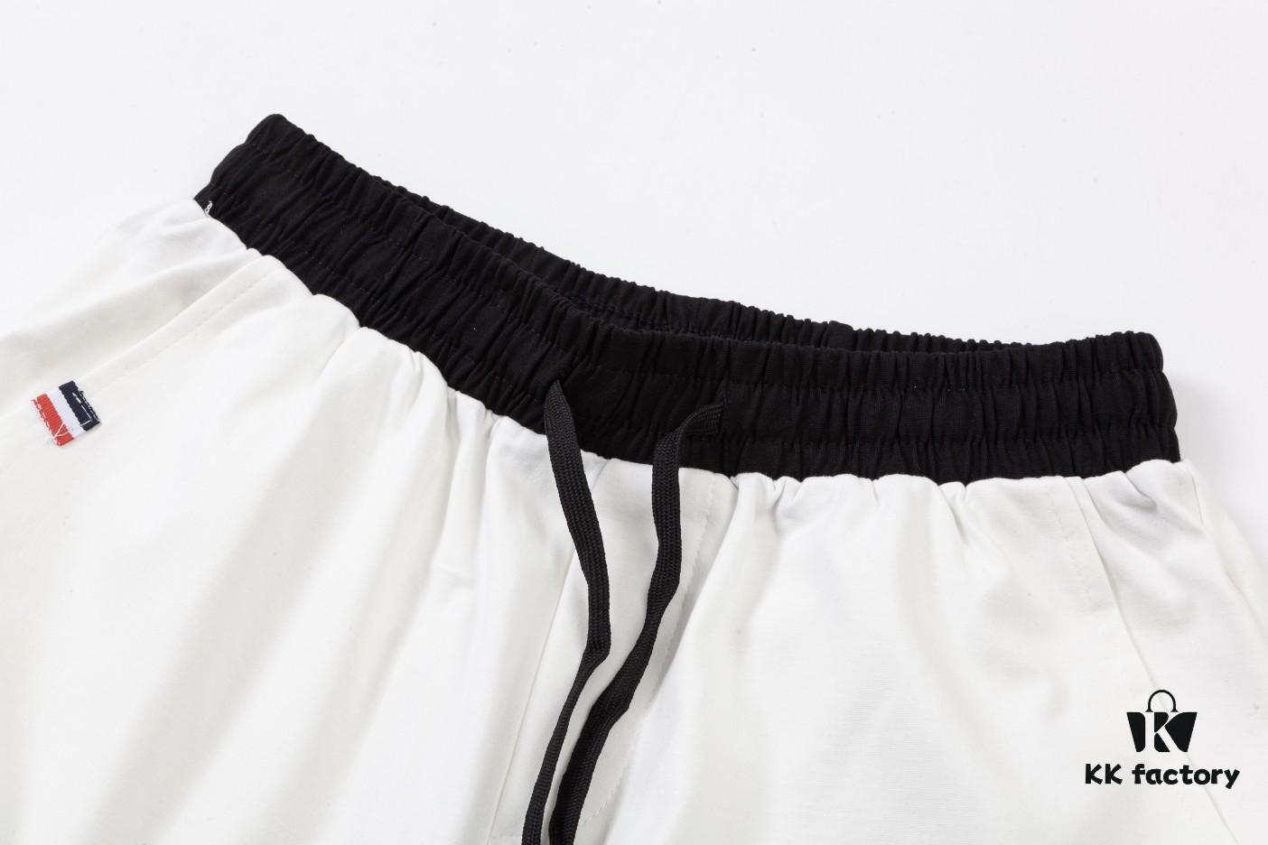 2024SS Thom Browne New Knit Shorts, Custom Fabric, Jacquard Knit Technique, Embroidered Logo, Streamlined Tailored Fit, Straight Striped Panel Design, Premium Metal Hardware Drawstring, Smooth and Comfortable Breathable Wear, Textured and Structured Look, Stylish Casual Wear