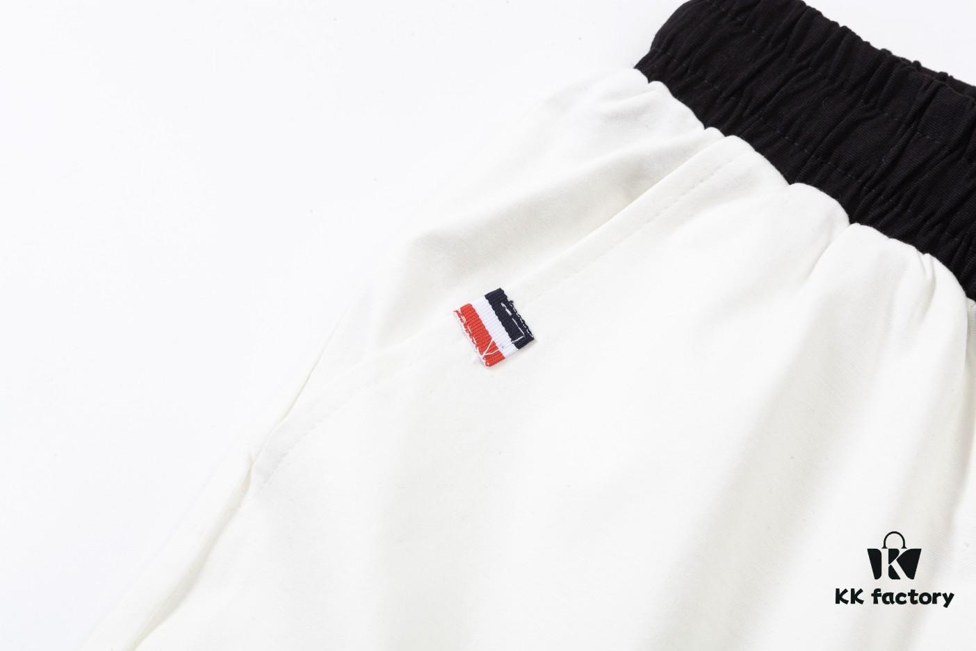 2024SS Thom Browne New Knit Shorts, Custom Fabric, Jacquard Knit Technique, Embroidered Logo, Streamlined Tailored Fit, Straight Striped Panel Design, Premium Metal Hardware Drawstring, Smooth and Comfortable Breathable Wear, Textured and Structured Look, Stylish Casual Wear