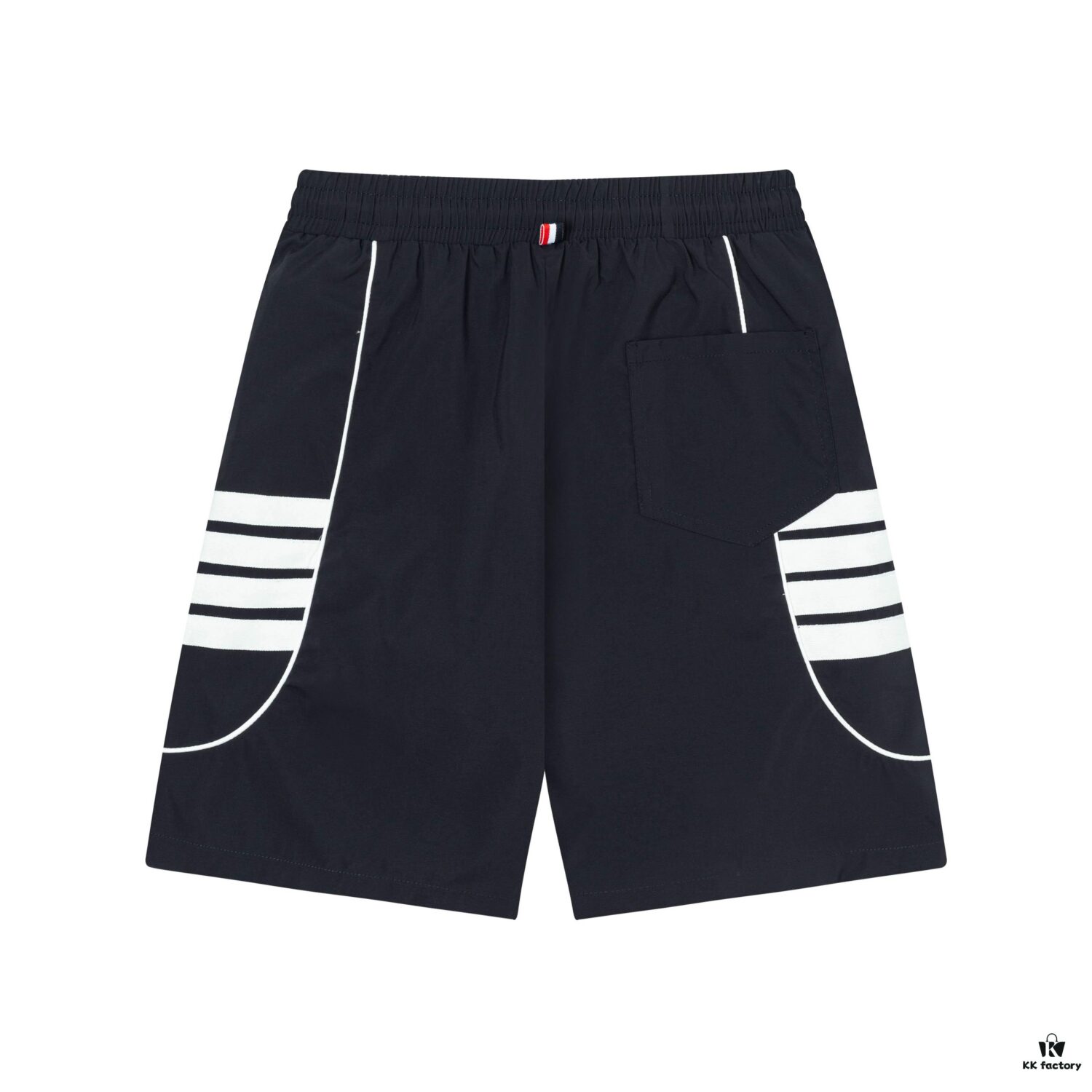 2025 TB New Quick-Dry Beach Shorts, Custom Fabric, Embroidered Logo, Structured Fit with Straight Stripe Panels