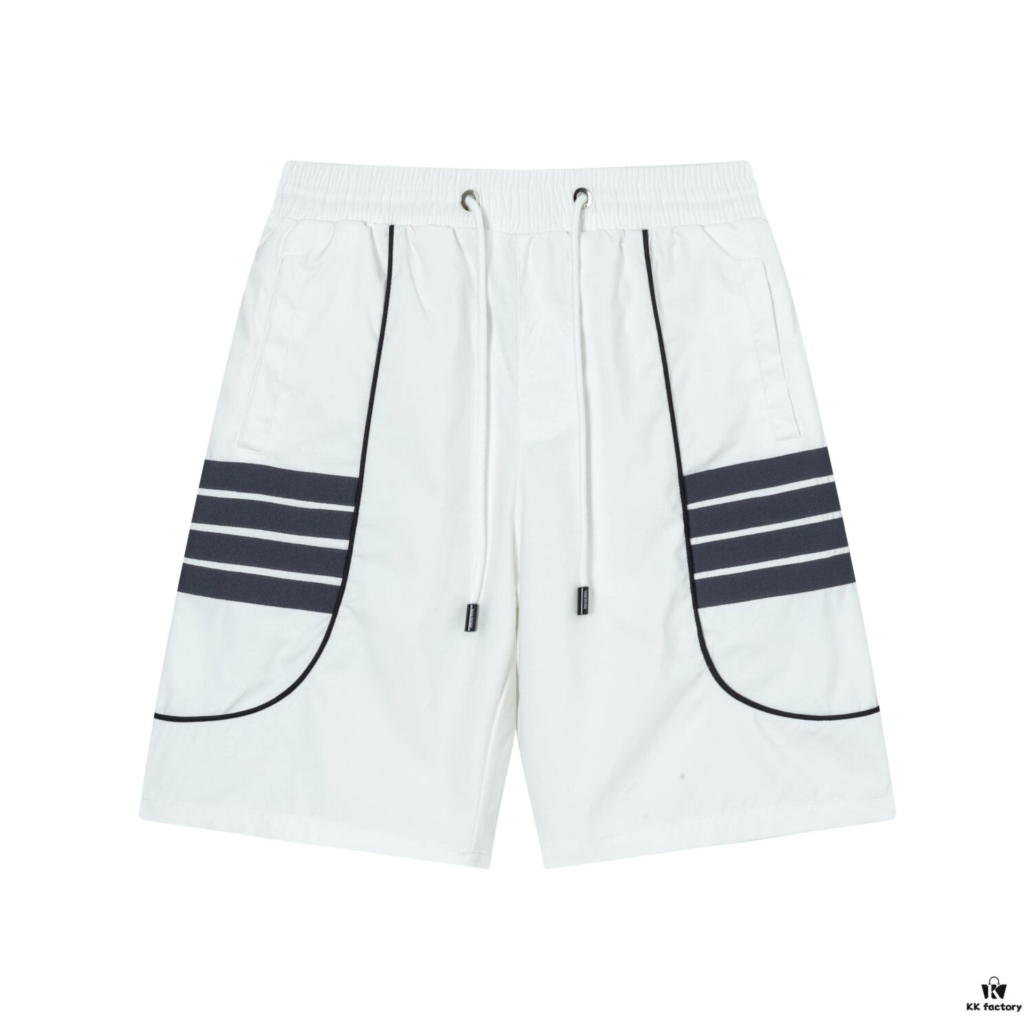 2025 TB New Quick-Dry Beach Shorts, Custom Fabric, Embroidered Logo, Slim Tailored Fit with Straight Stripe Panel Design