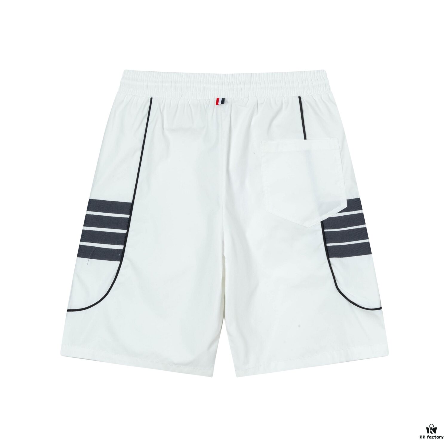 2025 TB New Quick-Dry Beach Shorts, Custom Fabric, Embroidered Logo, Slim Tailored Fit with Straight Stripe Panel Design