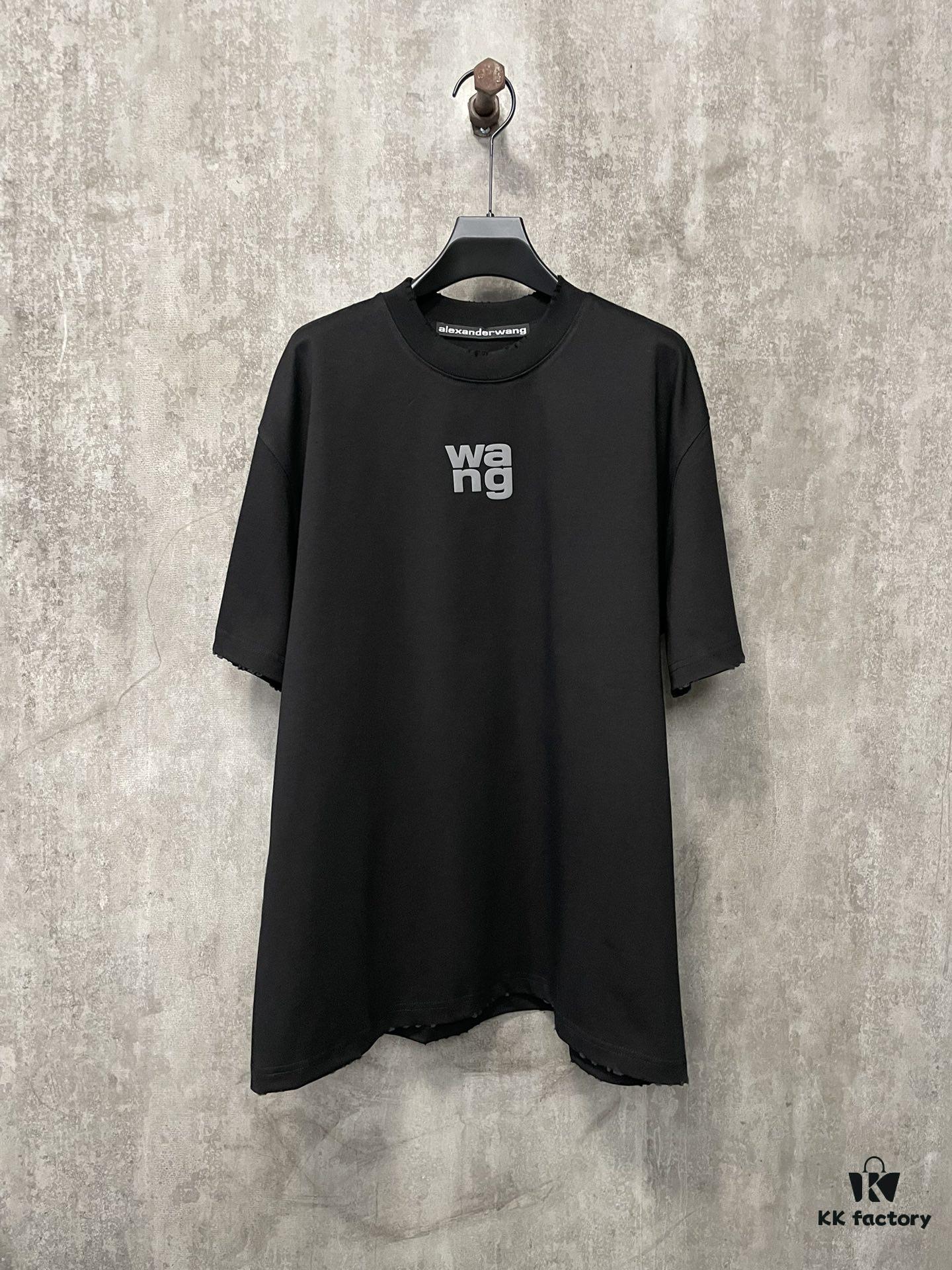Alexander Wang 2024 FW Autumn/Winter Heavyweight 380g Short Sleeve T-Shirt with New York Flag Embossed Print