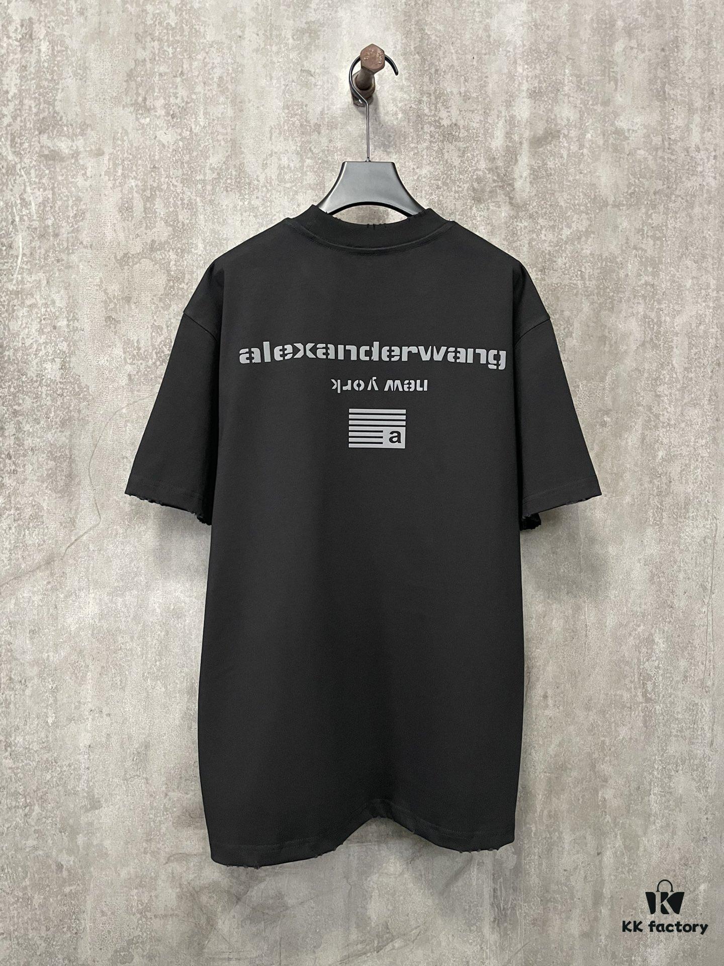 Alexander Wang 2024 FW Autumn/Winter Heavyweight 380g Short Sleeve T-Shirt with New York Flag Embossed Print