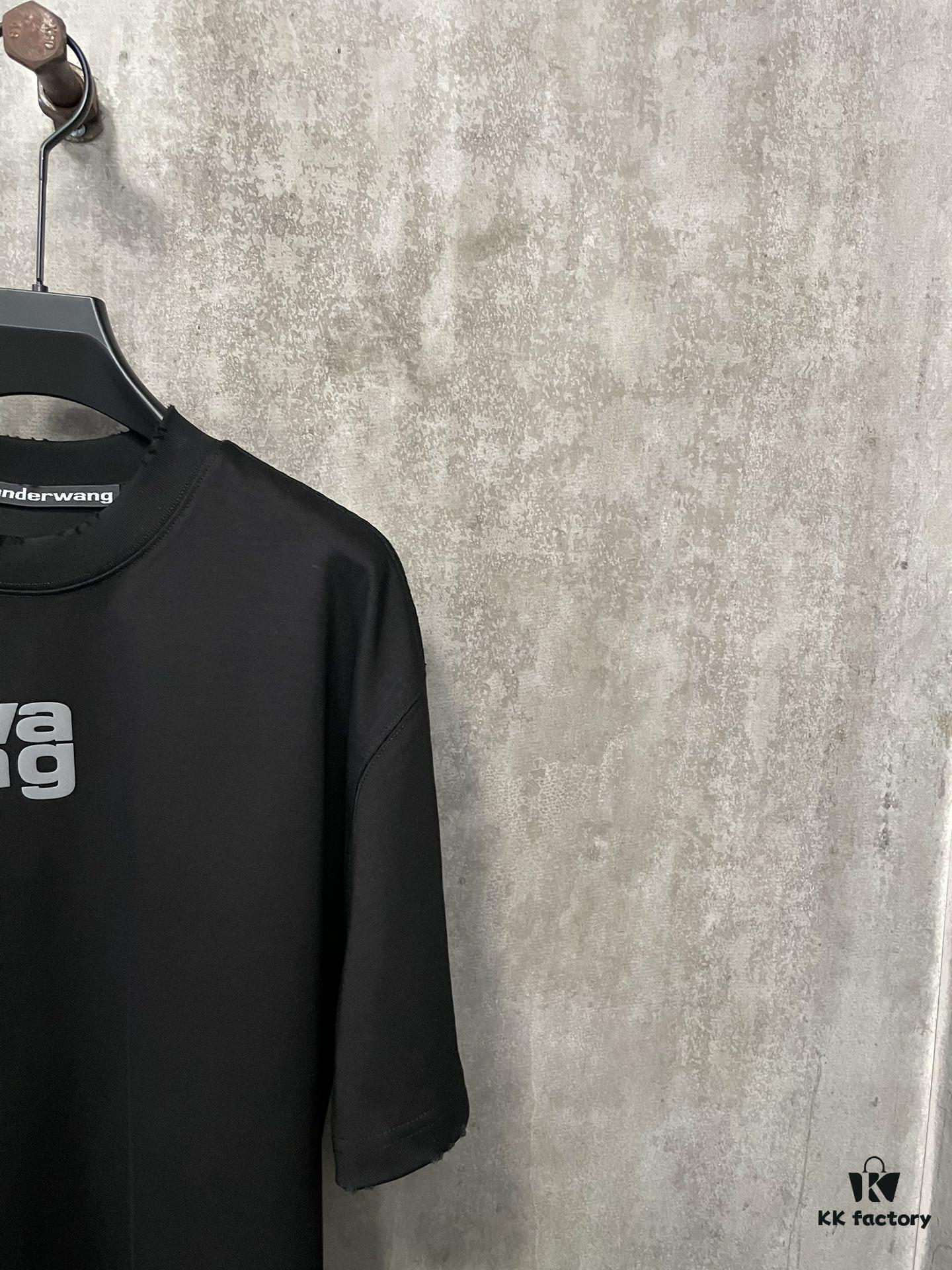 Alexander Wang 2024 FW Autumn/Winter Heavyweight 380g Short Sleeve T-Shirt with New York Flag Embossed Print