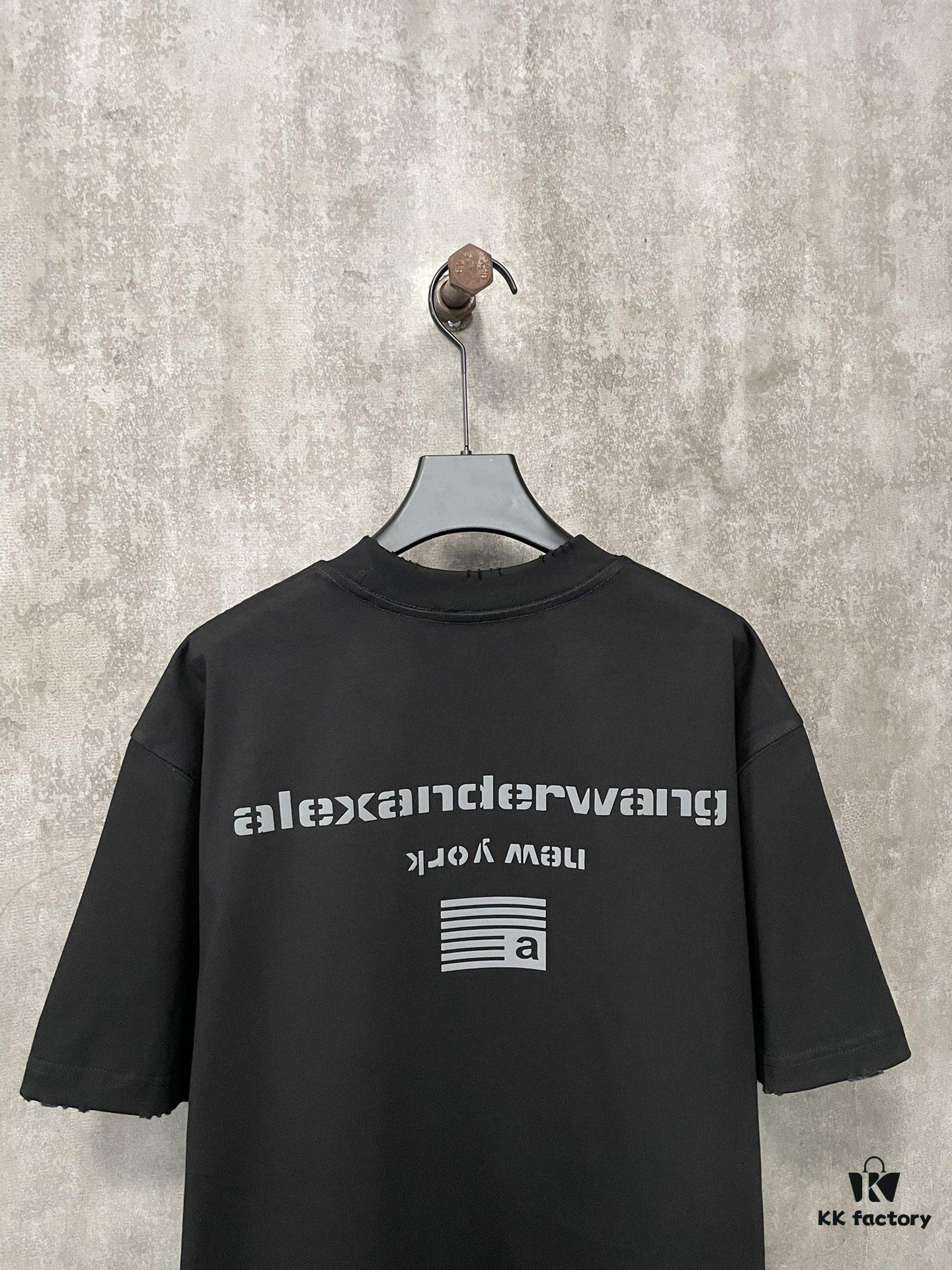 Alexander Wang 2024 FW Autumn/Winter Heavyweight 380g Short Sleeve T-Shirt with New York Flag Embossed Print