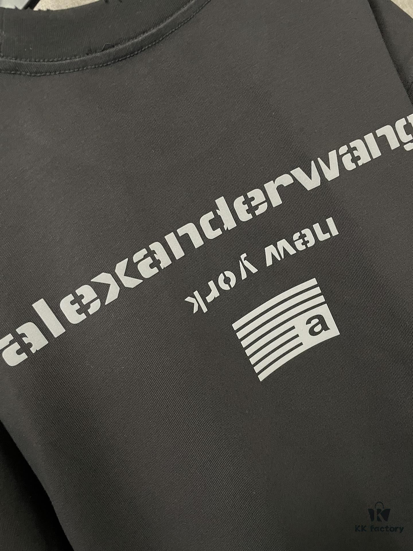 Alexander Wang 2024 FW Autumn/Winter Heavyweight 380g Short Sleeve T-Shirt with New York Flag Embossed Print