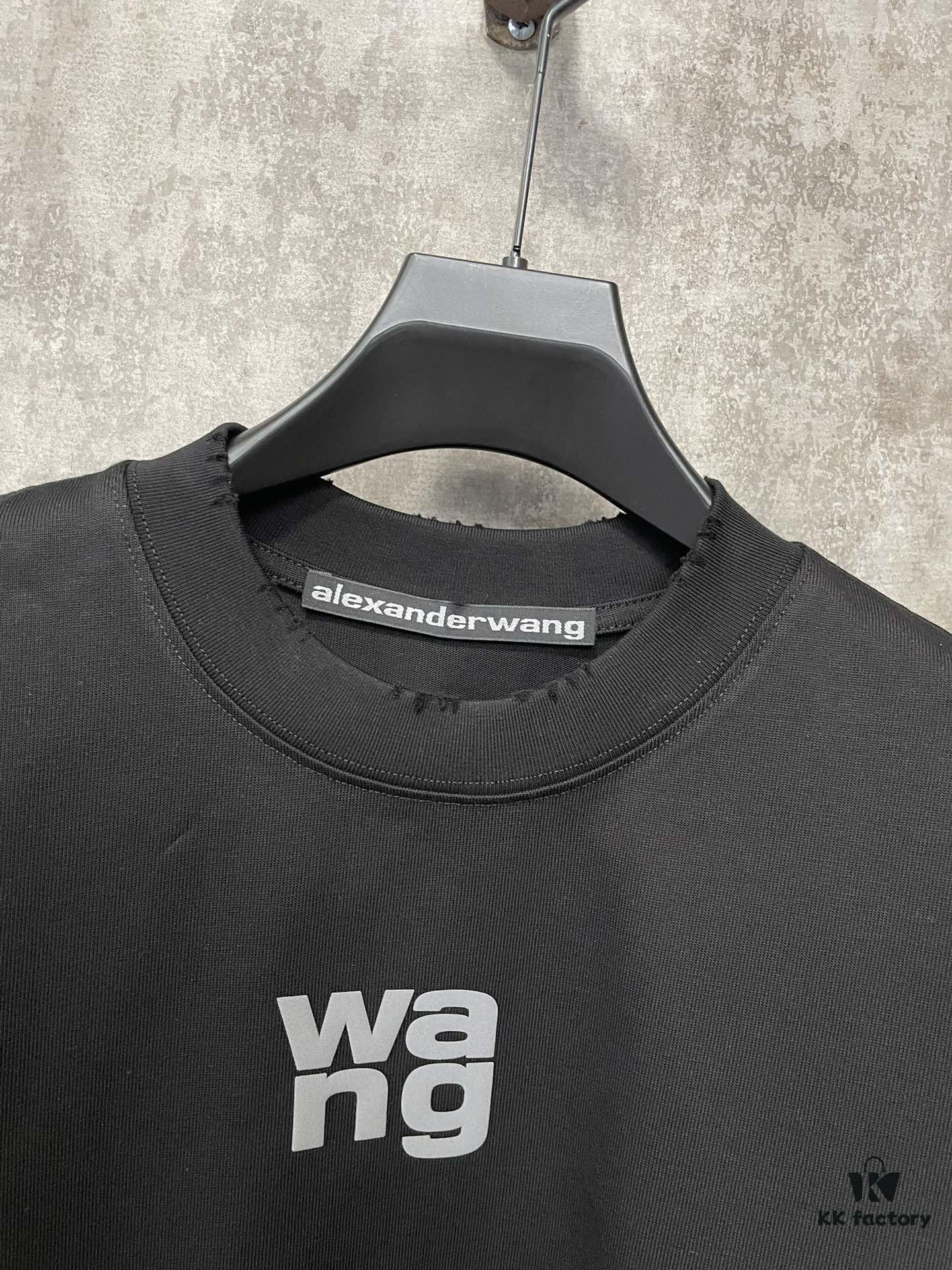 Alexander Wang 2024 FW Autumn/Winter Heavyweight 380g Short Sleeve T-Shirt with New York Flag Embossed Print