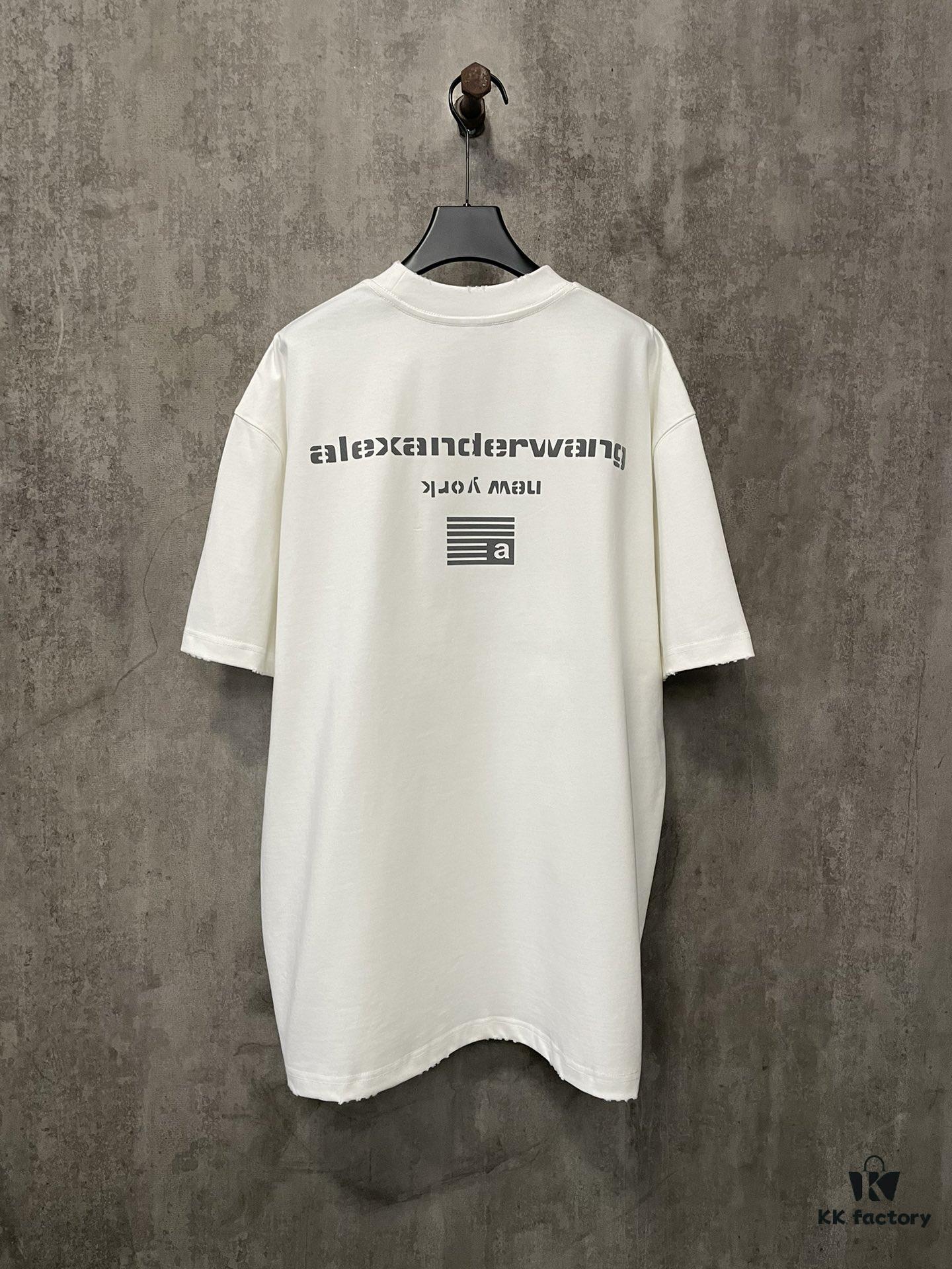 Alexander Wang 2024FW Fall/Winter Heavyweight 380g Short Sleeve T-Shirt with New York Flag Raised Print