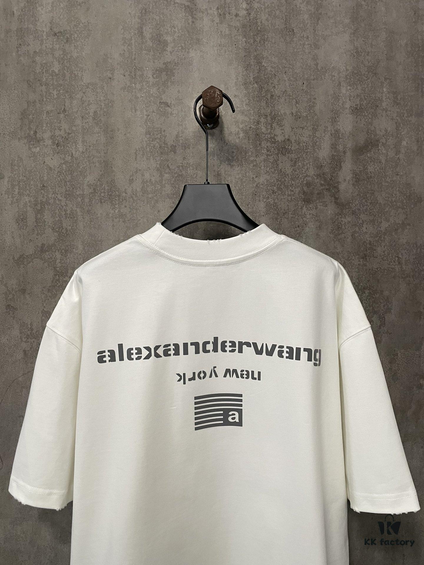 Alexander Wang 2024FW Fall/Winter Heavyweight 380g Short Sleeve T-Shirt with New York Flag Raised Print