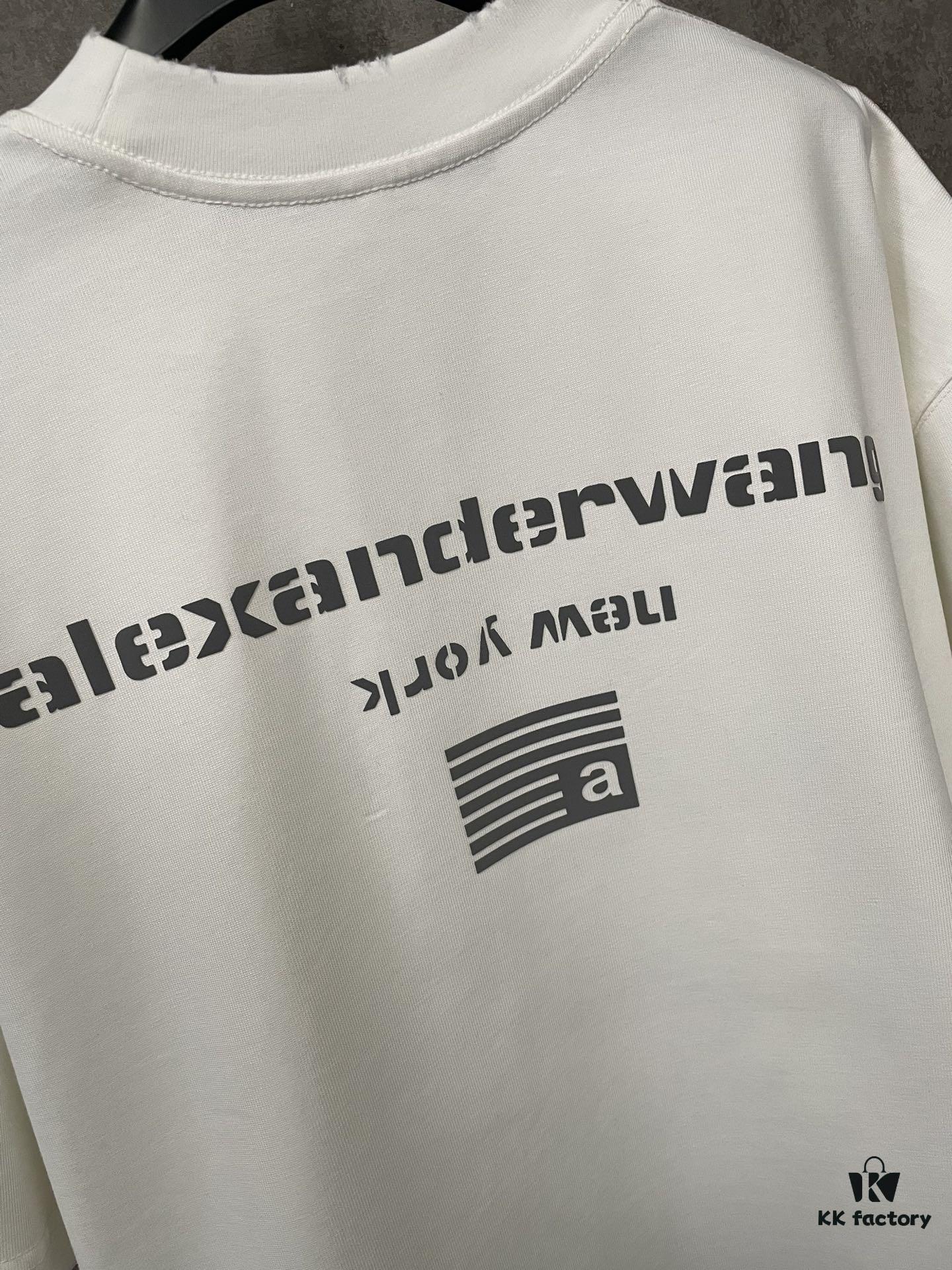 Alexander Wang 2024FW Fall/Winter Heavyweight 380g Short Sleeve T-Shirt with New York Flag Raised Print