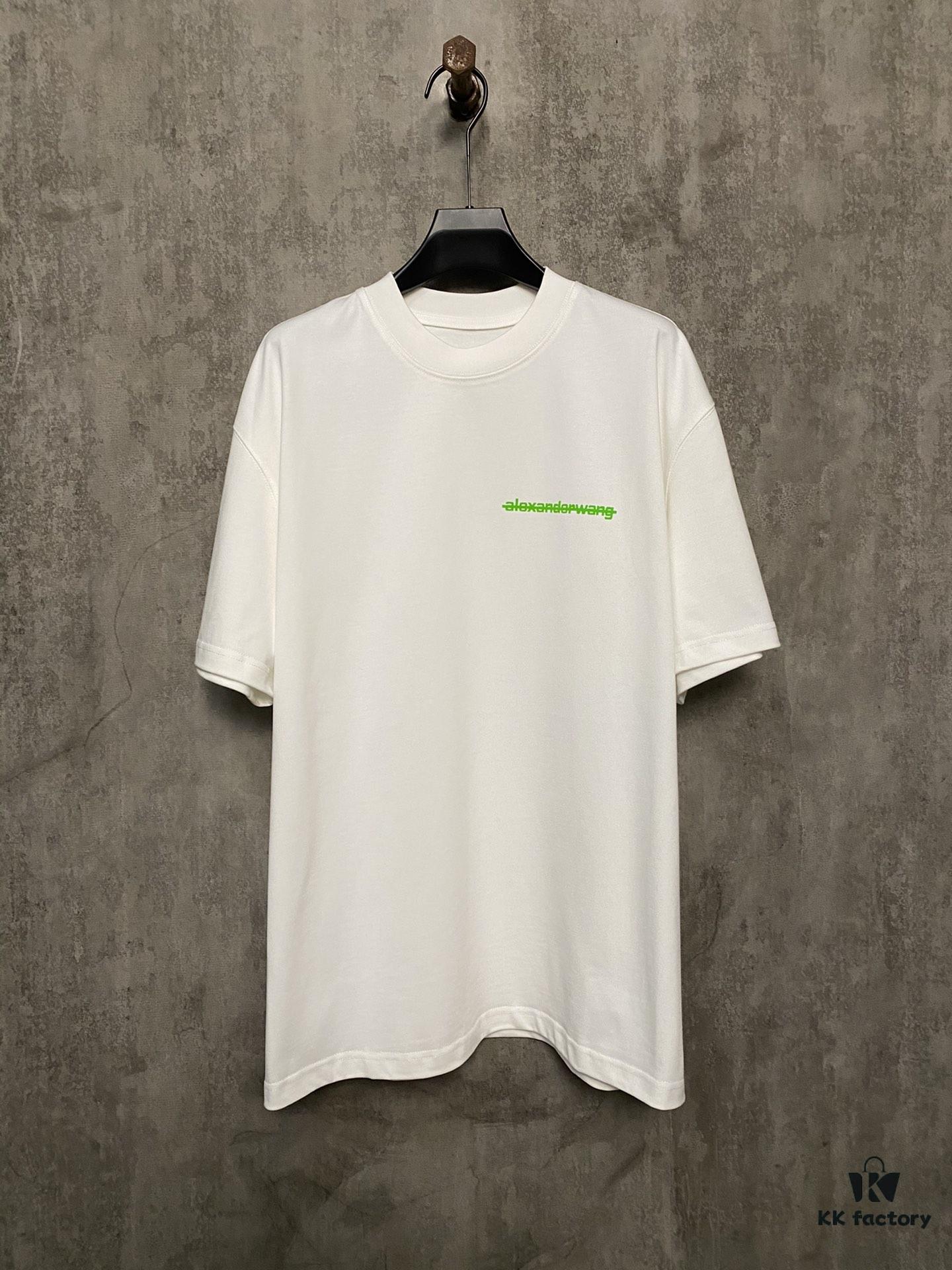 Alexander Wang 24SS Classic Front and Back Flocked Logo Heavyweight Short Sleeve T-Shirt