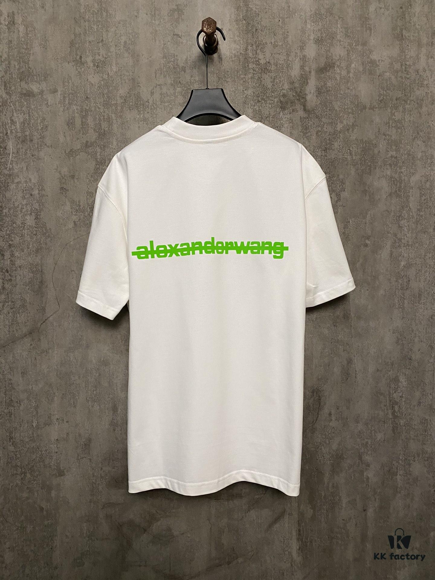 Alexander Wang 24SS Classic Front and Back Flocked Logo Heavyweight Short Sleeve T-Shirt