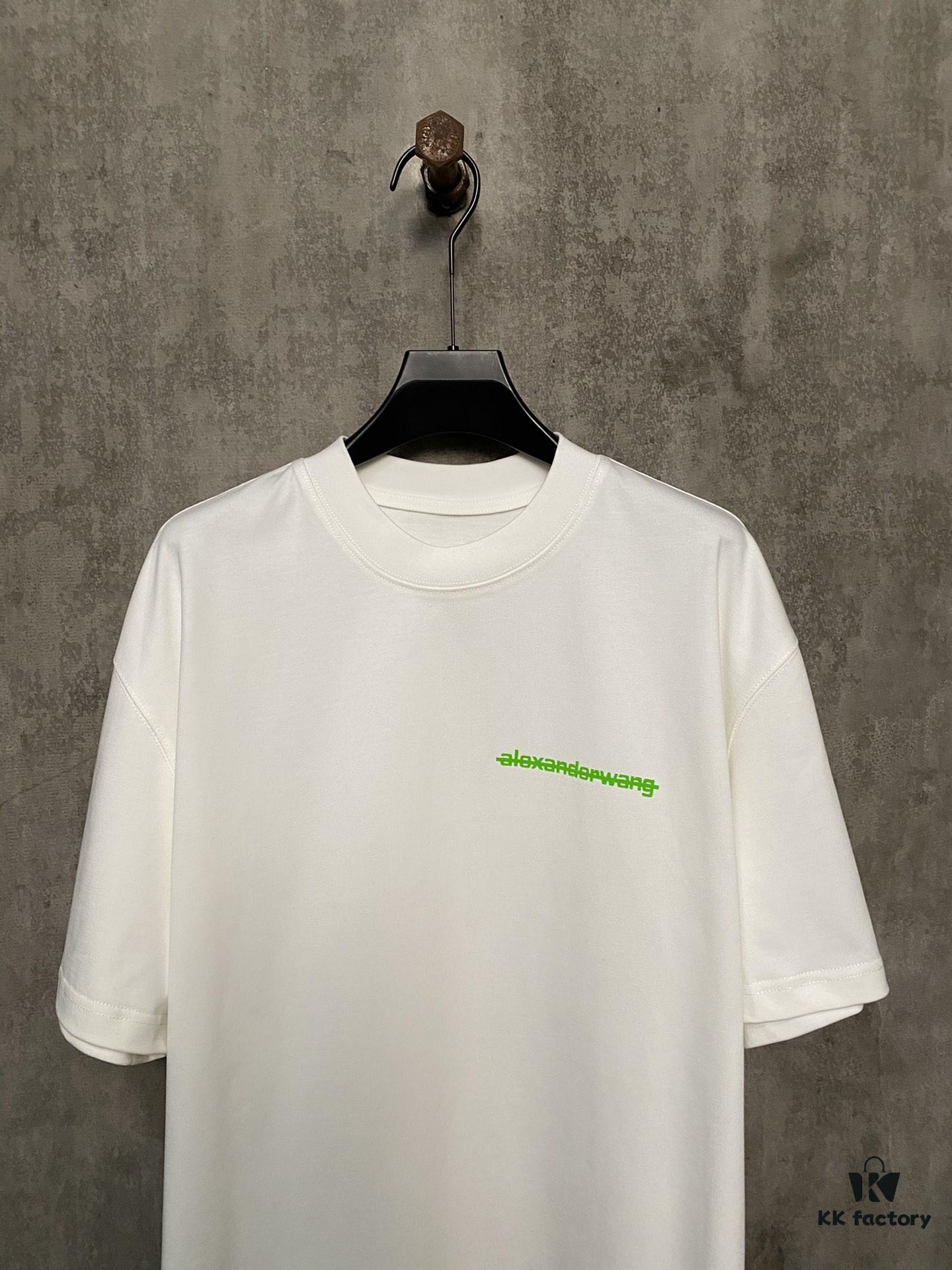 Alexander Wang 24SS Classic Front and Back Flocked Logo Heavyweight Short Sleeve T-Shirt