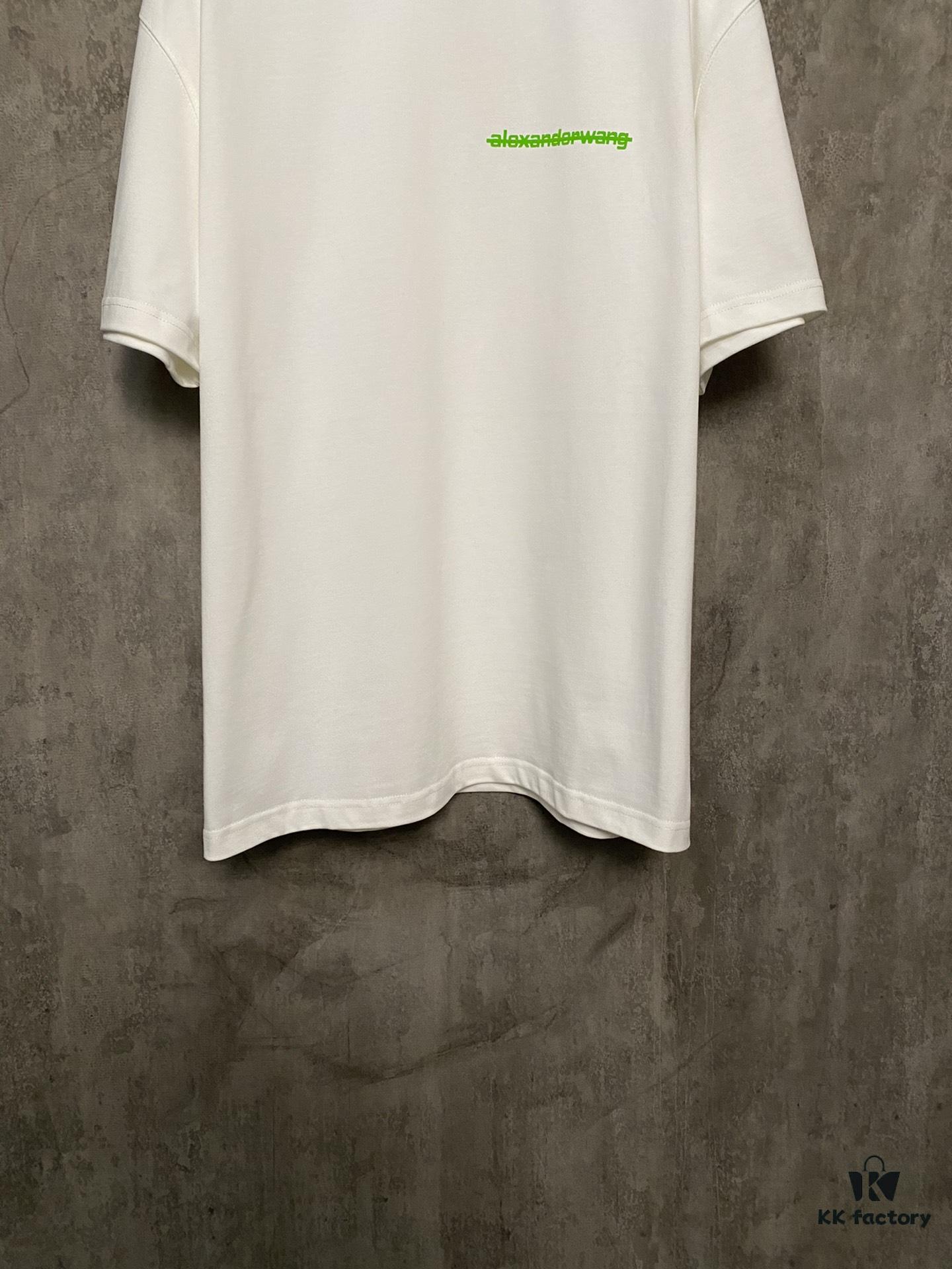 Alexander Wang 24SS Classic Front and Back Flocked Logo Heavyweight Short Sleeve T-Shirt