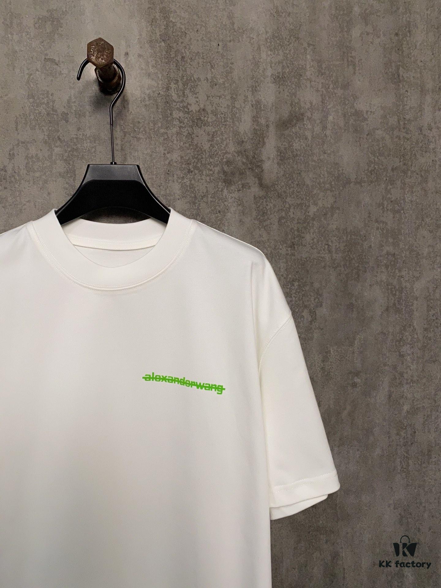 Alexander Wang 24SS Classic Front and Back Flocked Logo Heavyweight Short Sleeve T-Shirt