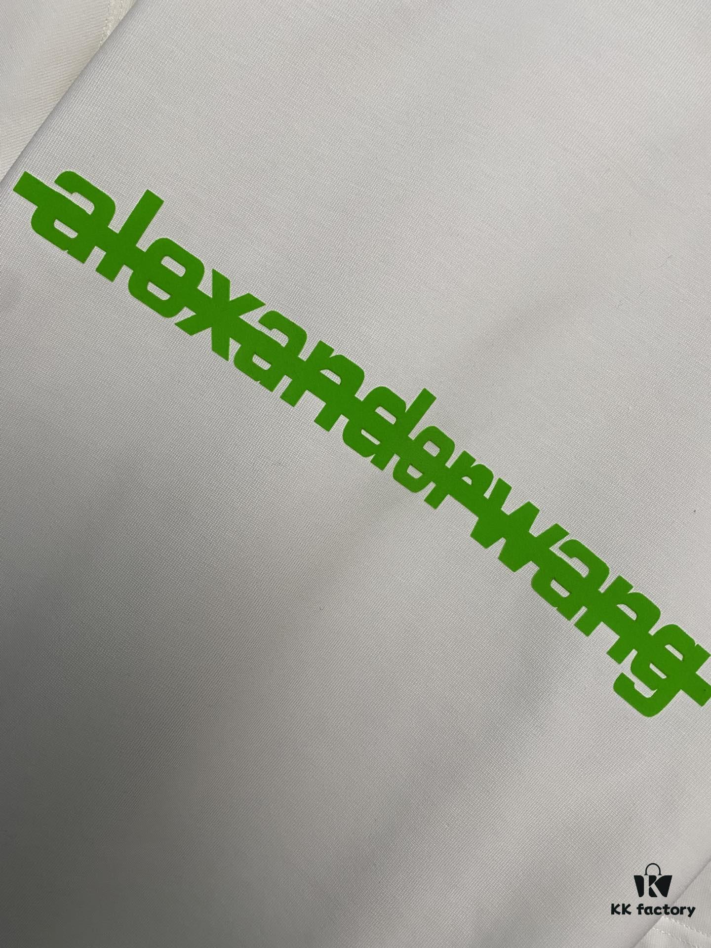 Alexander Wang 24SS Classic Front and Back Flocked Logo Heavyweight Short Sleeve T-Shirt