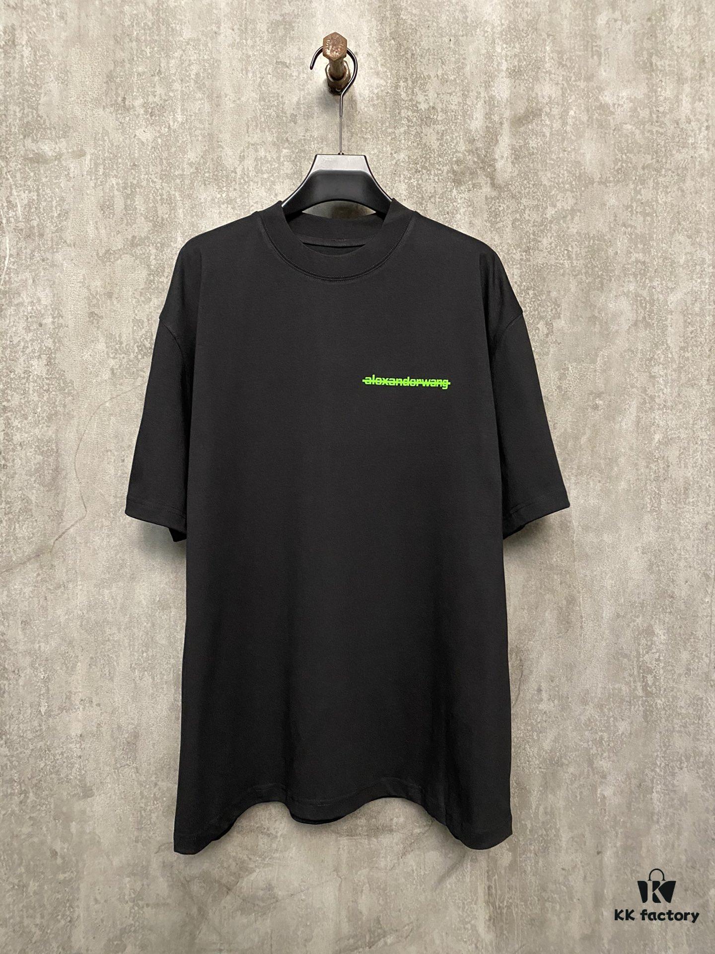 Alexander Wang 24SS Classic Front and Back Flocked Logo Heavyweight Short Sleeve T-Shirt