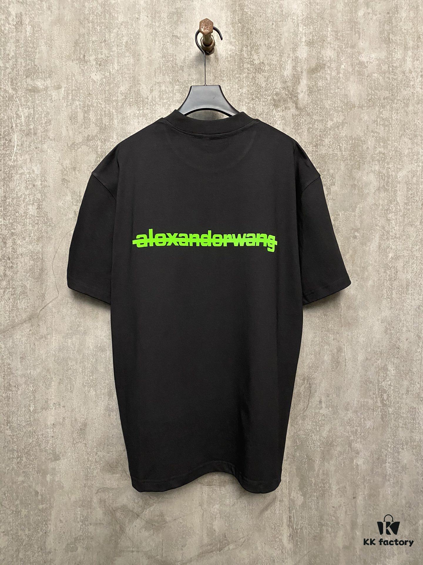Alexander Wang 24SS Classic Front and Back Flocked Logo Heavyweight Short Sleeve T-Shirt