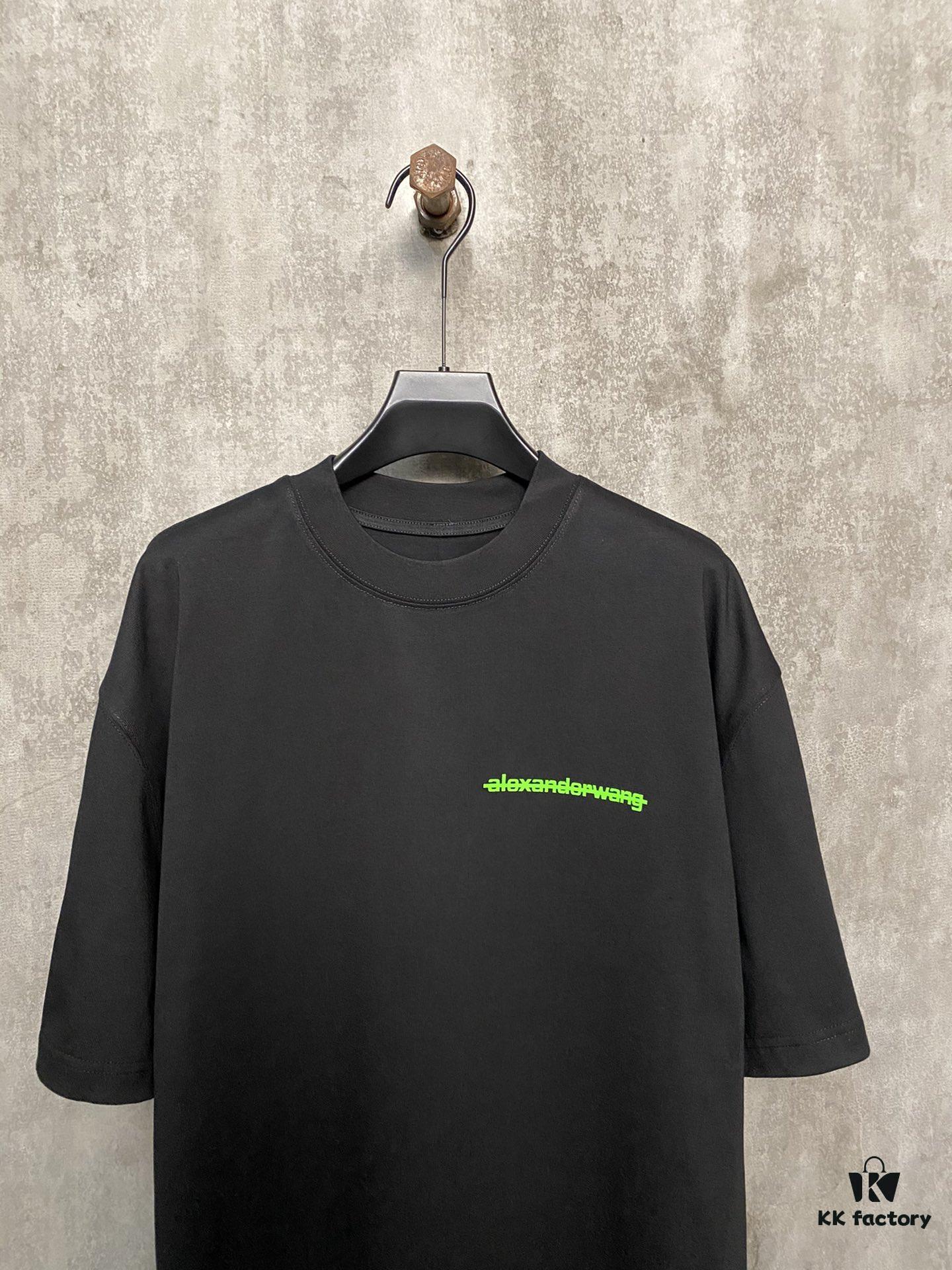 Alexander Wang 24SS Classic Front and Back Flocked Logo Heavyweight Short Sleeve T-Shirt