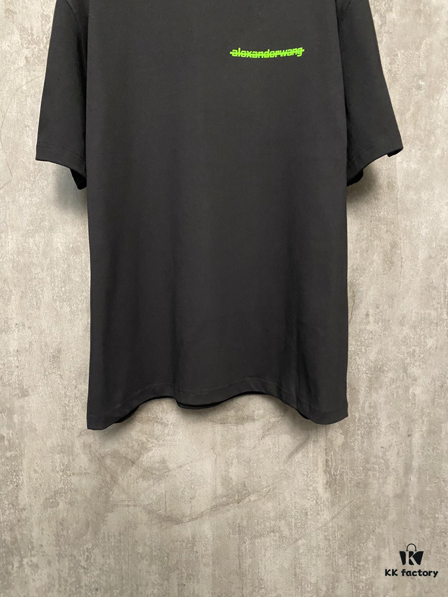 Alexander Wang 24SS Classic Front and Back Flocked Logo Heavyweight Short Sleeve T-Shirt