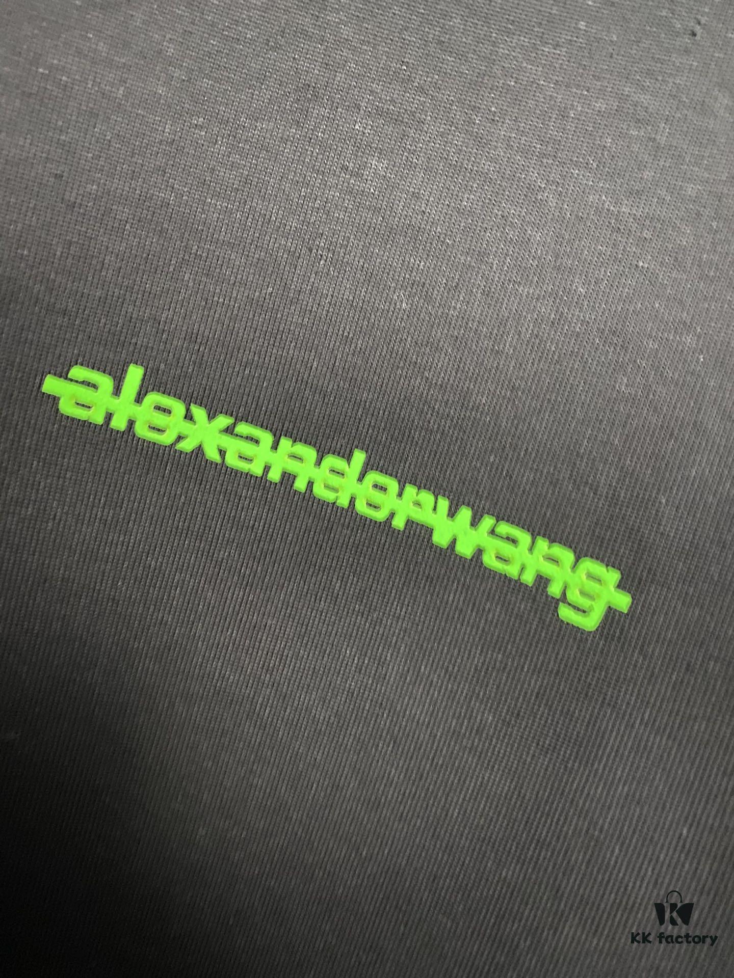 Alexander Wang 24SS Classic Front and Back Flocked Logo Heavyweight Short Sleeve T-Shirt