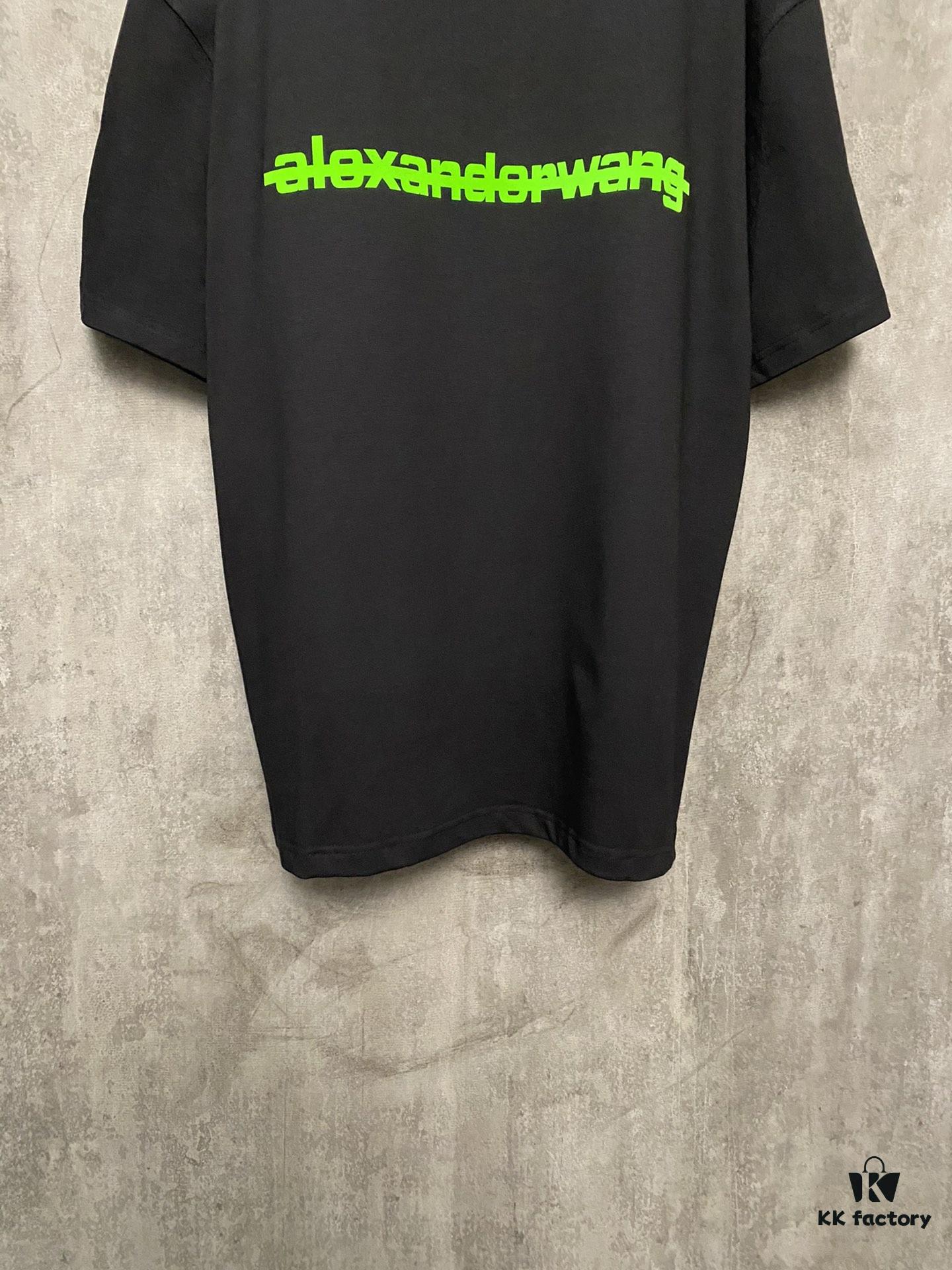 Alexander Wang 24SS Classic Front and Back Flocked Logo Heavyweight Short Sleeve T-Shirt