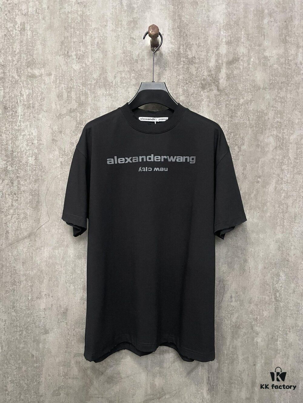 Alexander Wang 24SS Classic Logo Distressed Heavyweight T-Shirt with Thick Print