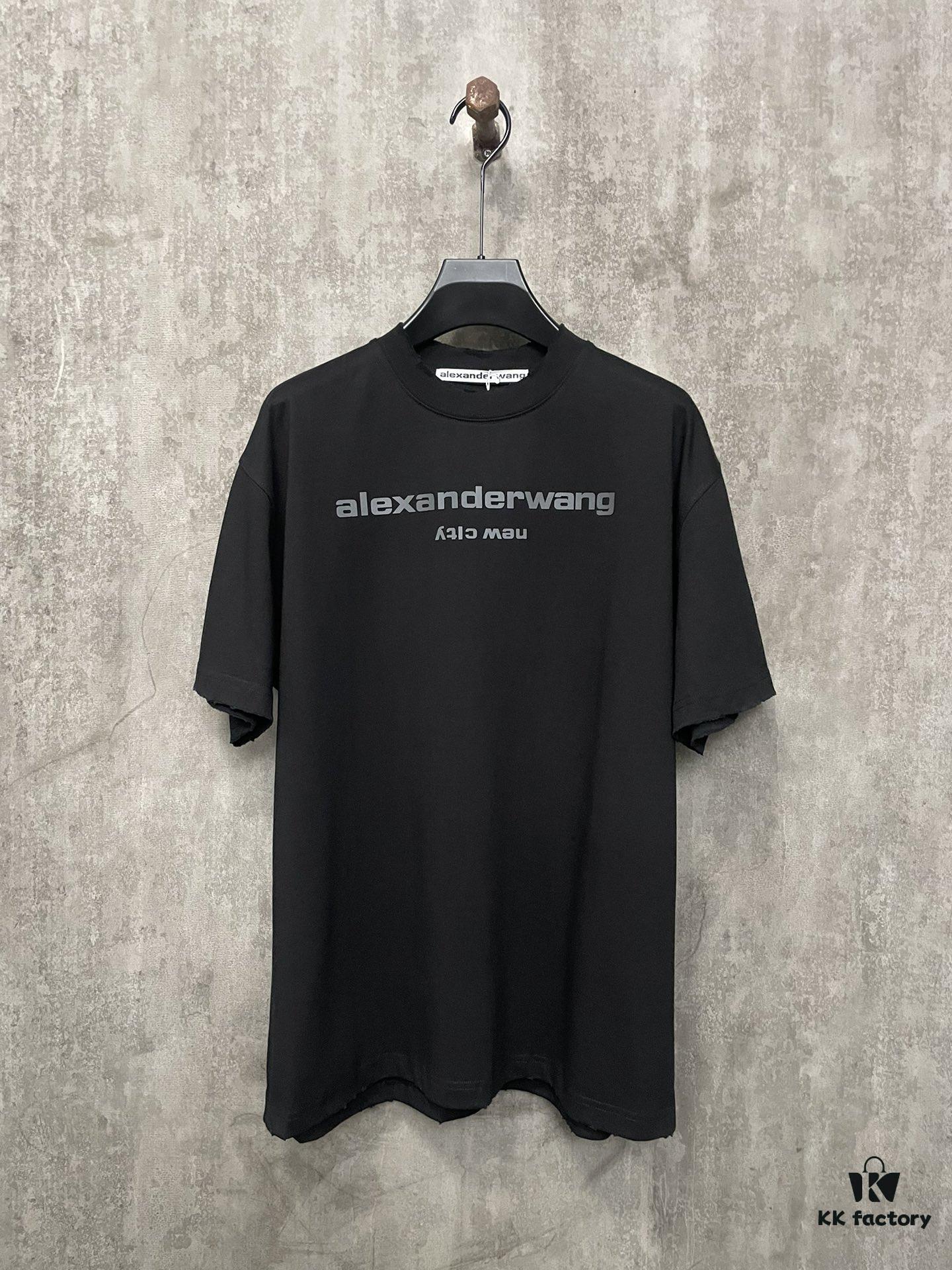 Alexander Wang 24SS Classic Logo Distressed Heavyweight T-Shirt with Thick Print