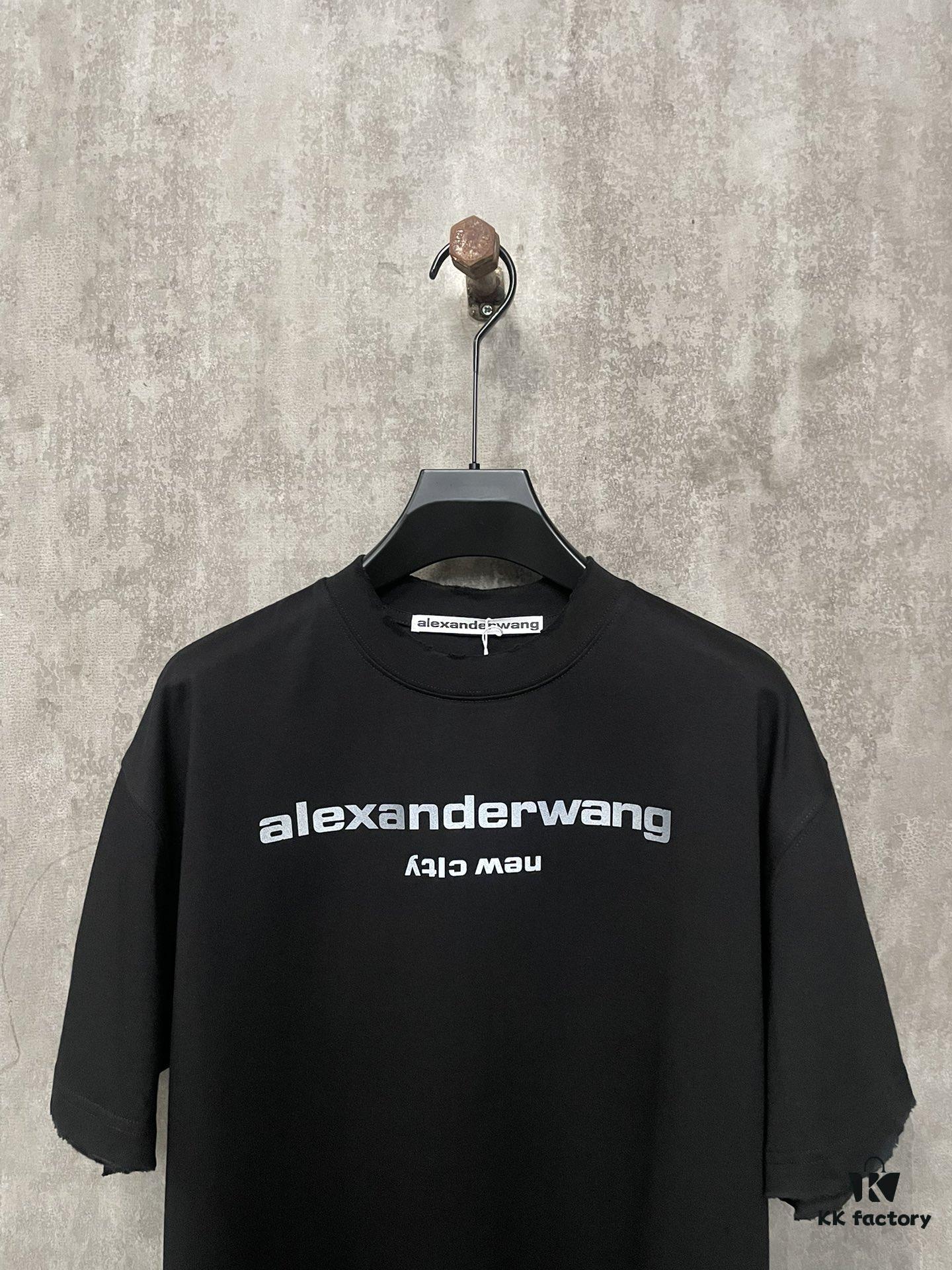 Alexander Wang 24SS Classic Logo Distressed Heavyweight T-Shirt with Thick Print