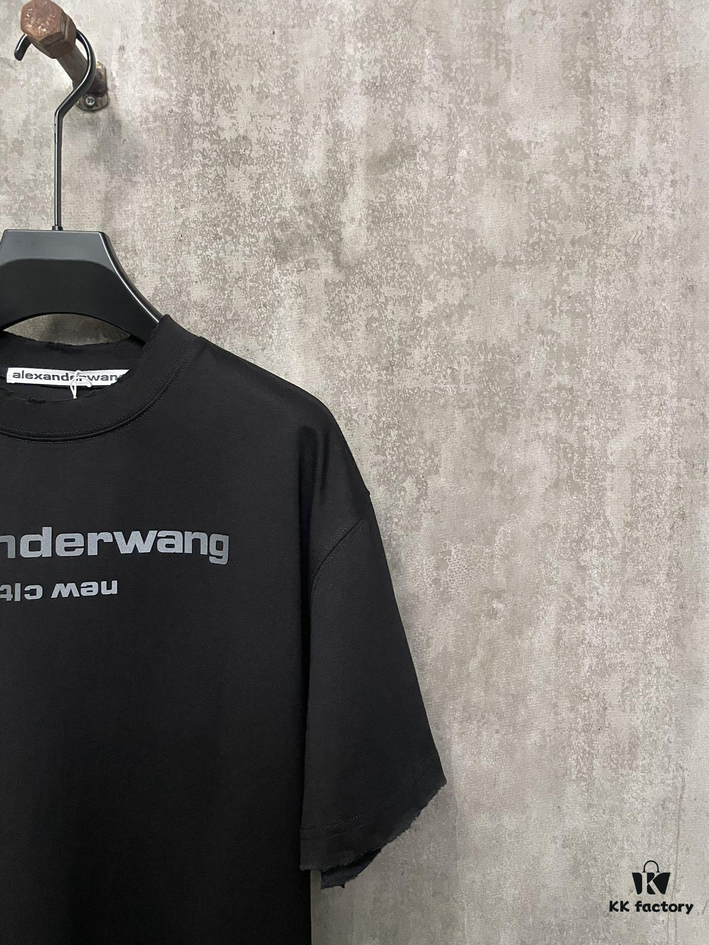 Alexander Wang 24SS Classic Logo Distressed Heavyweight T-Shirt with Thick Print