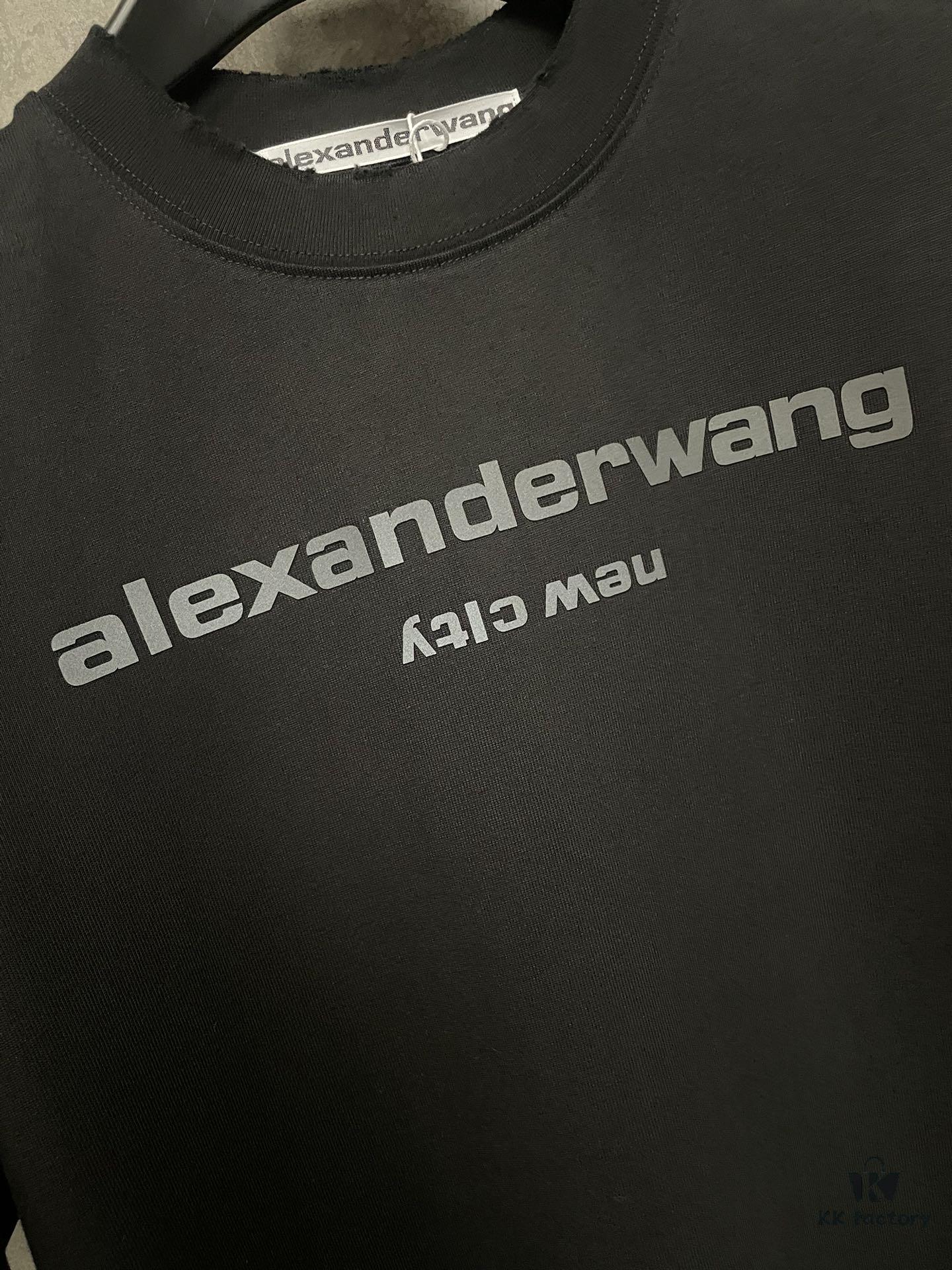 Alexander Wang 24SS Classic Logo Distressed Heavyweight T-Shirt with Thick Print