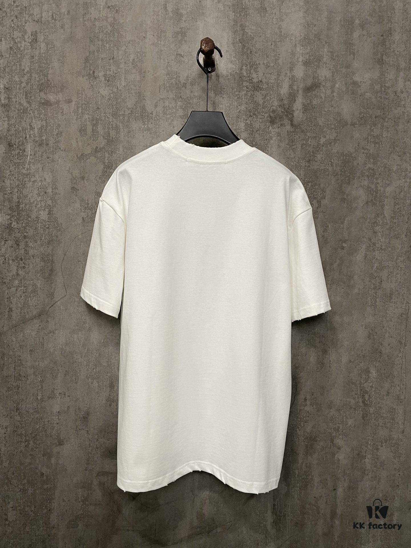 Alexander Wang 24SS Classic Logo Distressed Heavyweight T-Shirt with Thick Plate Print