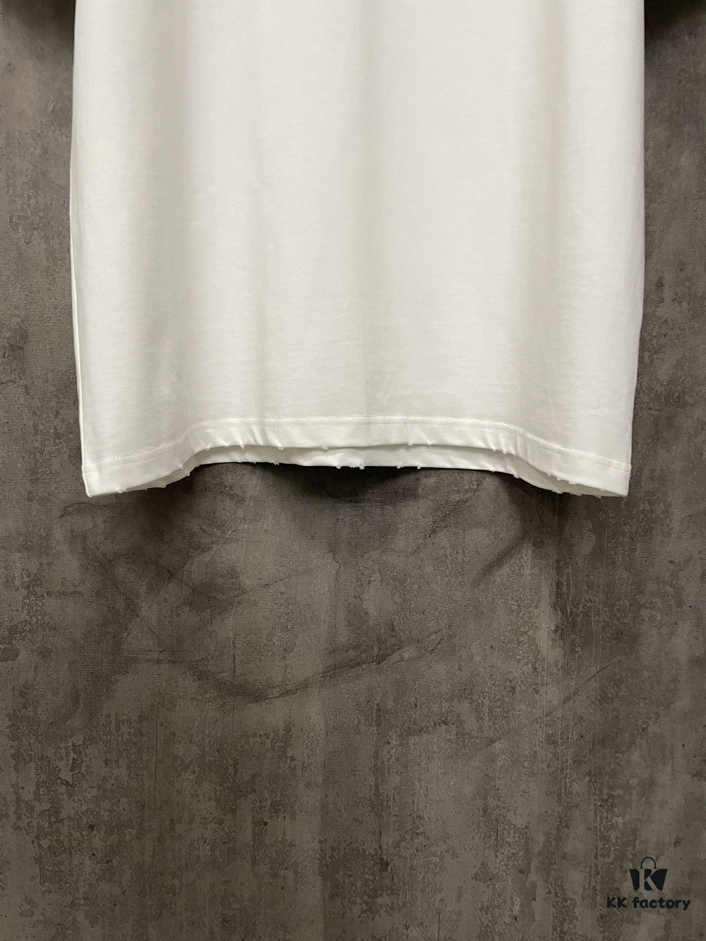 Alexander Wang 24SS Classic Logo Distressed Heavyweight T-Shirt with Thick Plate Print