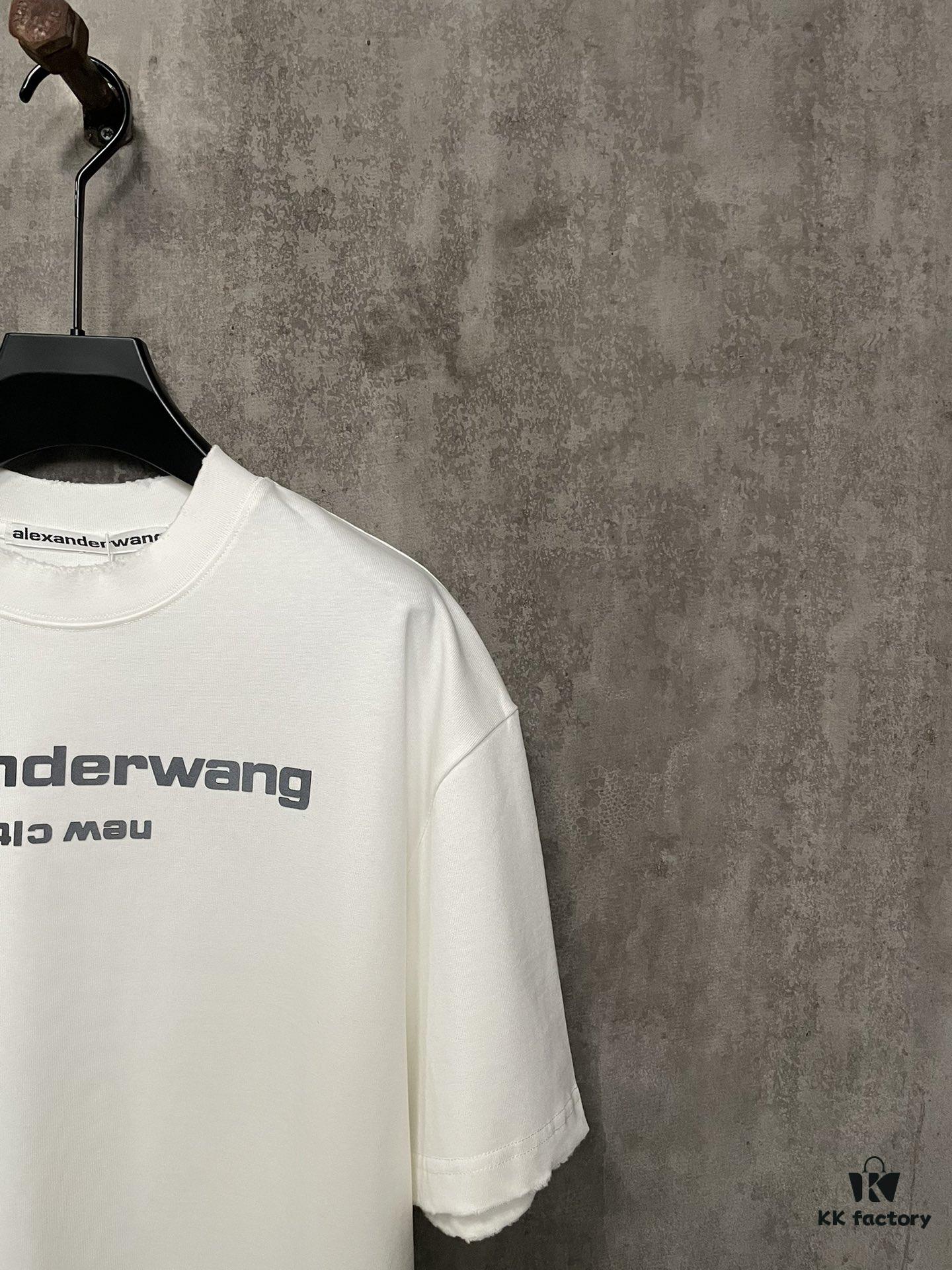 Alexander Wang 24SS Classic Logo Distressed Heavyweight T-Shirt with Thick Plate Print