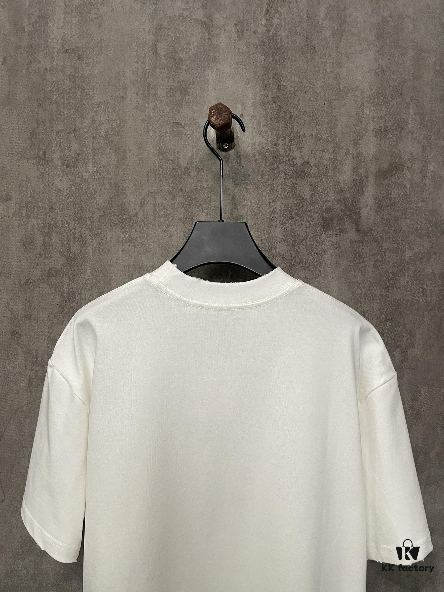 Alexander Wang 24SS Classic Logo Distressed Heavyweight T-Shirt with Thick Plate Print