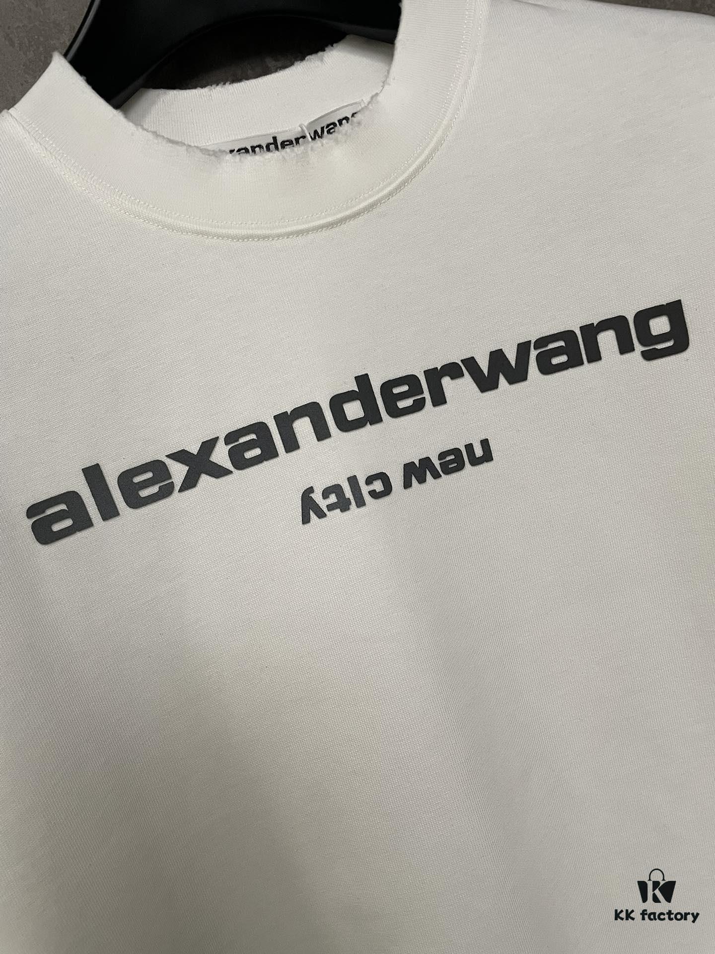 Alexander Wang 24SS Classic Logo Distressed Heavyweight T-Shirt with Thick Plate Print