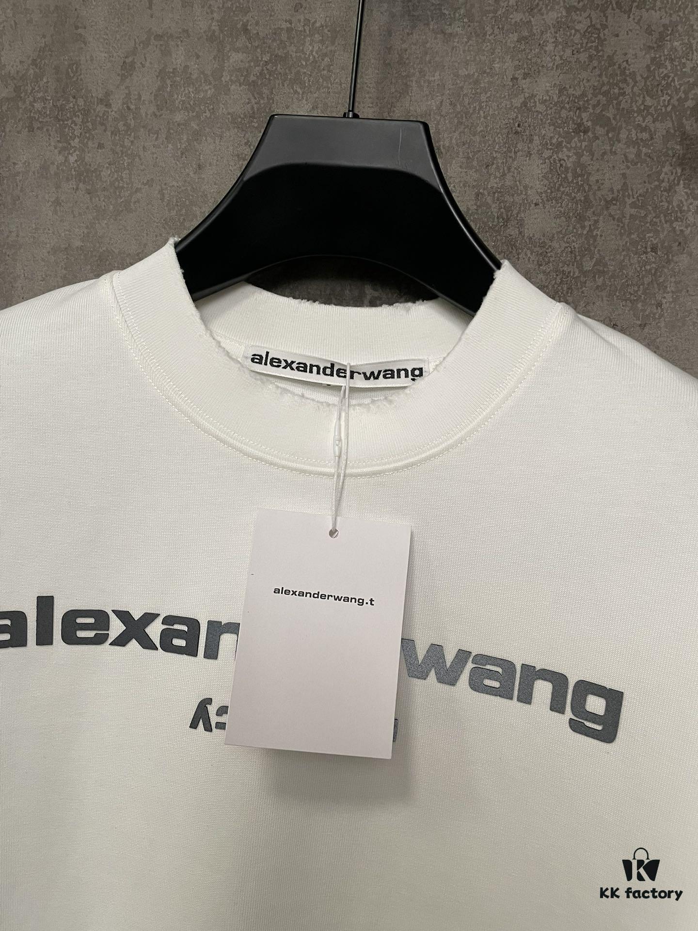 Alexander Wang 24SS Classic Logo Distressed Heavyweight T-Shirt with Thick Plate Print