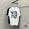 Alexander Wang 2025 Spring/Summer New Arrival Classic WANG Front and Back Letter Print Custom Dual Gauze Plain Cotton Short Sleeve T-Shirt Unisex