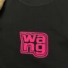 Alexander Wang 2025 Spring/Summer New Arrival Short Sleeve T-Shirt with Pink 'Wang' Silicone Print on Front and Back, Made of Custom Dual-Yarn Plain Weave Cotton 300 Fabric, Unisex Design